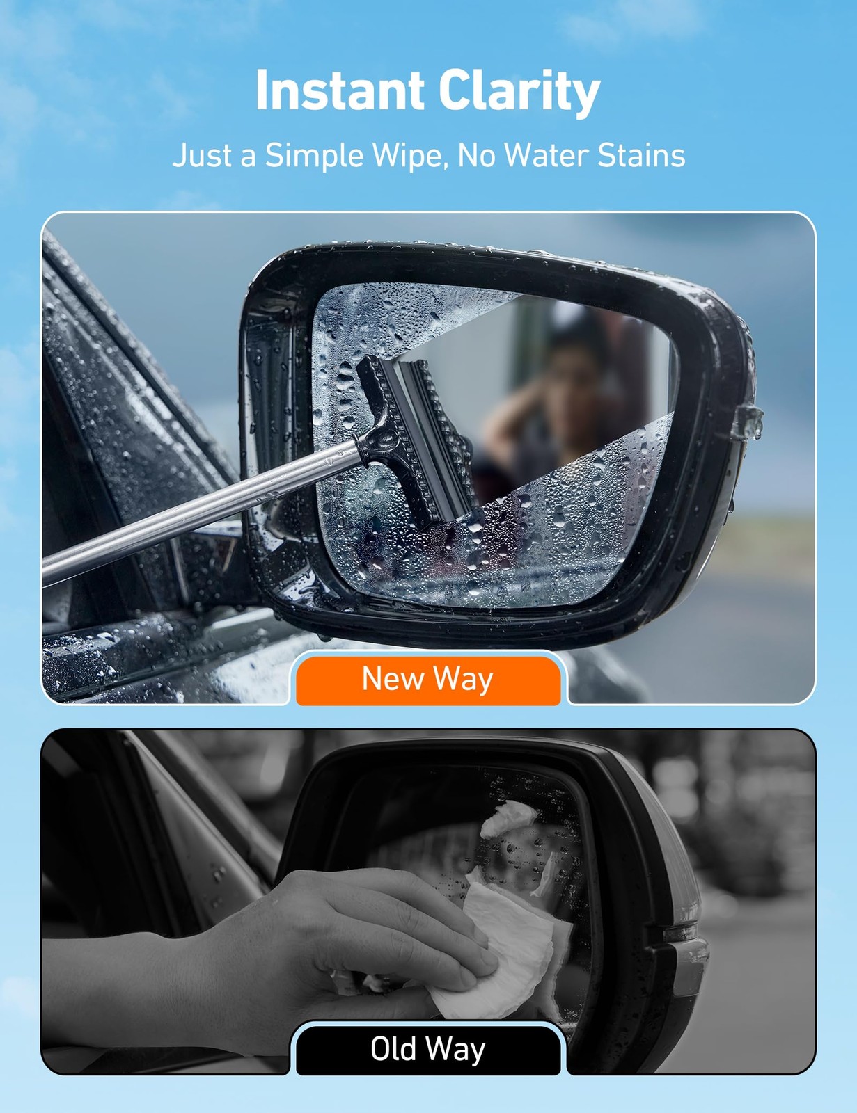 AstroAI Car Windshield Cleaner Tool, Window Cleaning Kit with 39in Blue