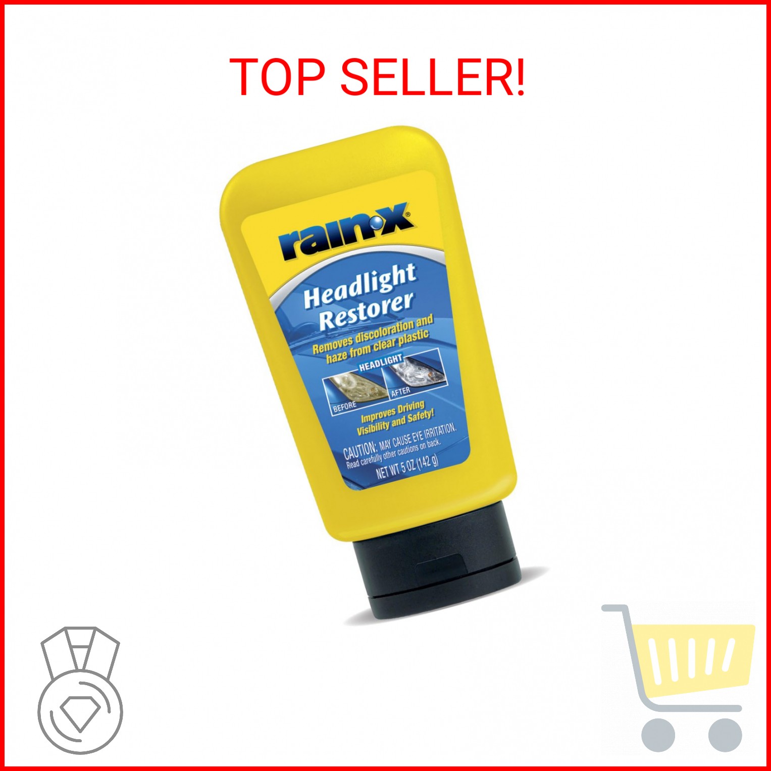 Rain-X 800001810 Headlight Restorer, Headlight Cleaner & Restoration Liquid for