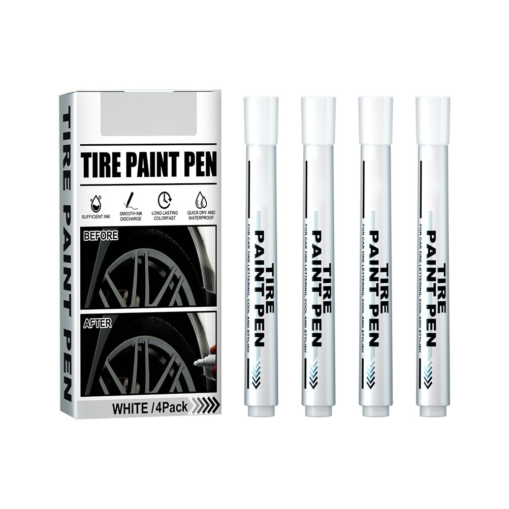 NEW 4 Pack White Marker Pen Fade Resistant Waterproof Tire Paint Marker Pen For