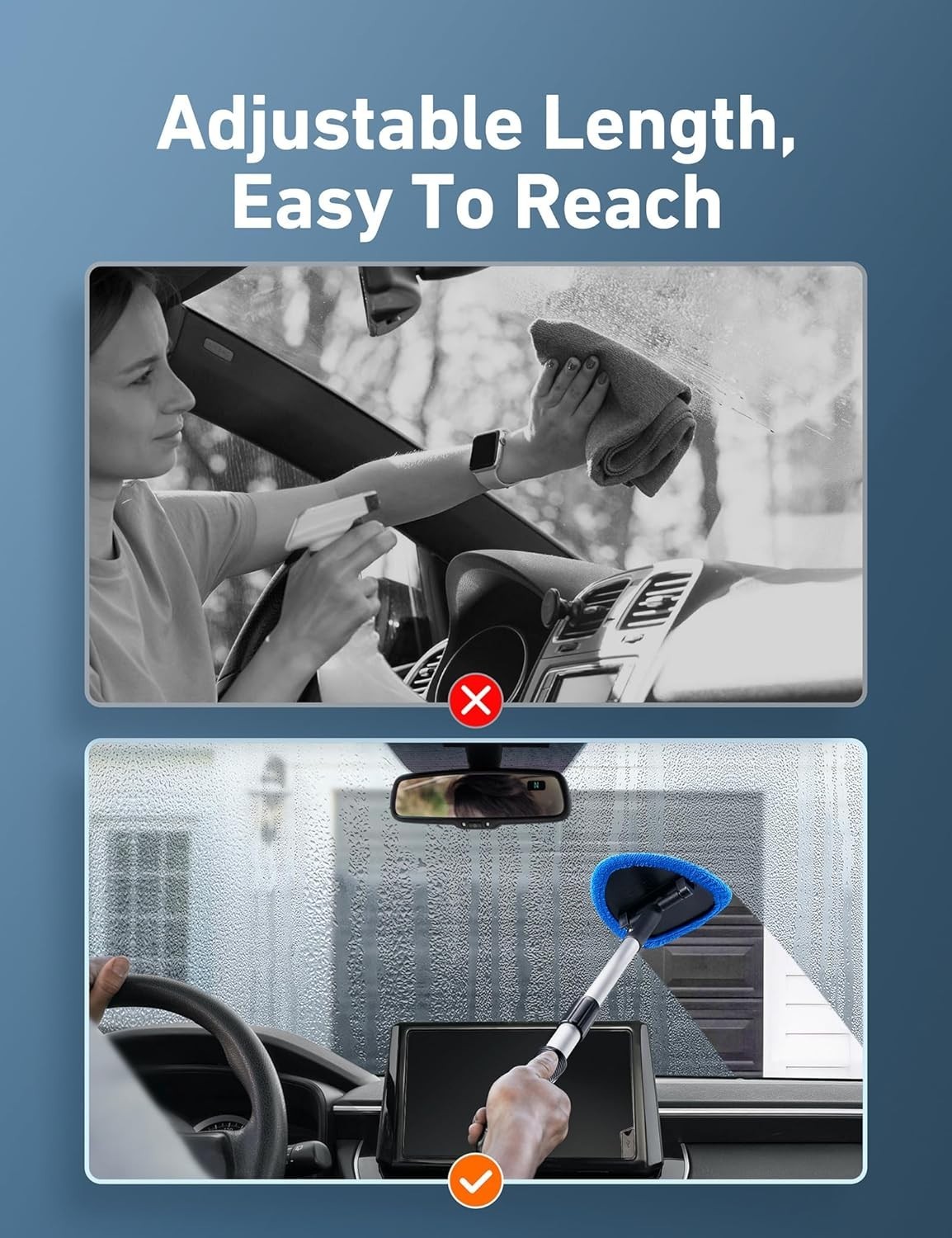 AstroAI Windshield Cleaner Tool, Car Interior Detailing Cleaning Kit 15.9in-21in