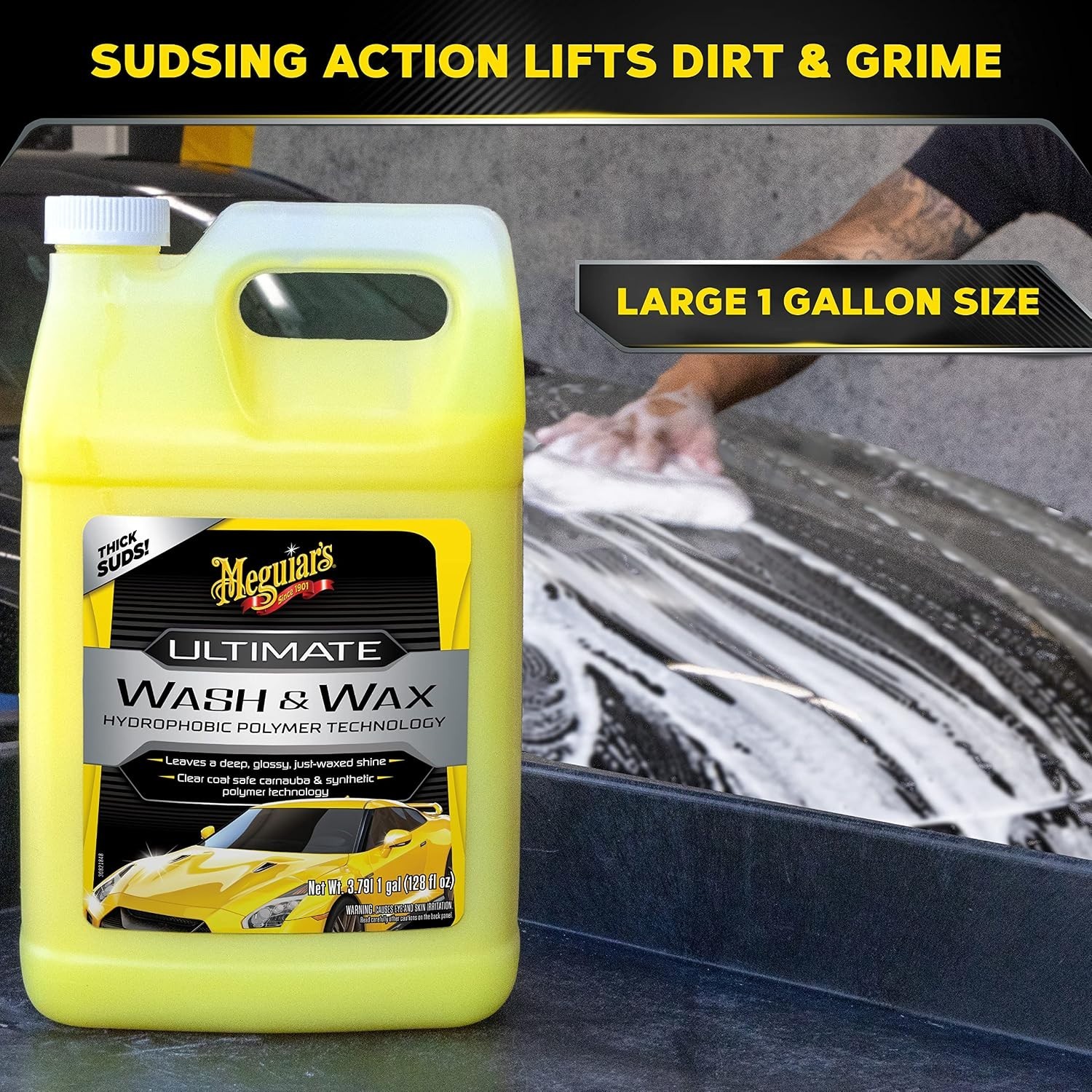 Ultimate Wash and Wax, Car Wash Soap and Wax Cleans & Shines in One Step, Shi…