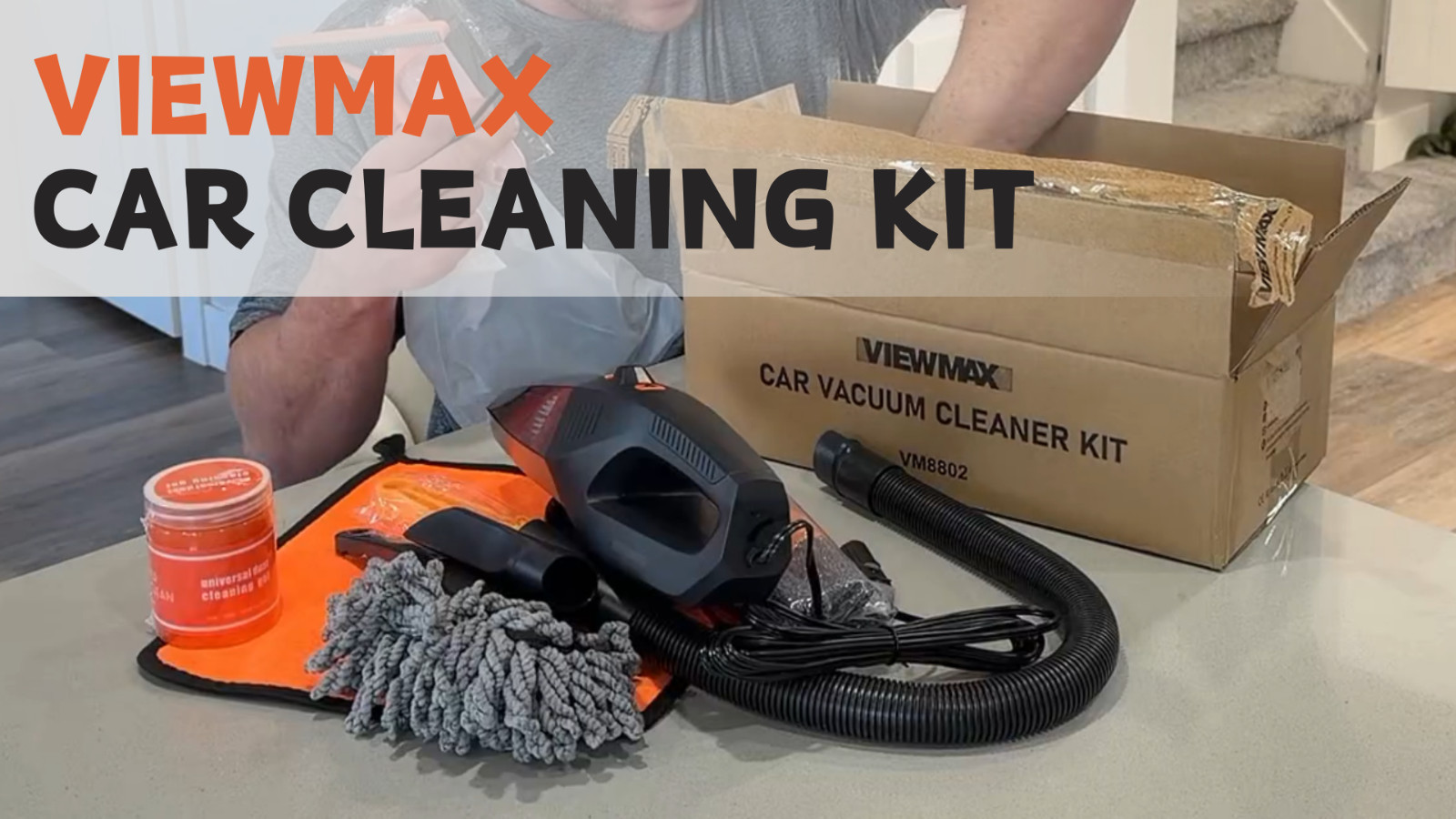 19-Piece Car Cleaning Kit, High Power 12V Vacuum, Detailing Brushes & Gel, Stora