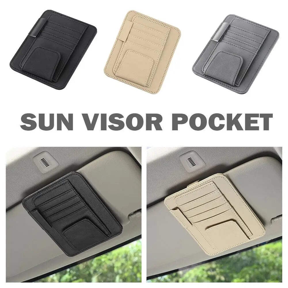 Car Sun Visor Organizer Multi-Pocket Business Card Storage Management Sunglasses
