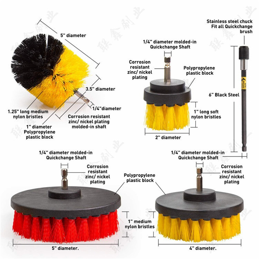 25pcs Car Drill Brush Cleaning Kit Interior Exterior Engine Wheel Multipurpose
