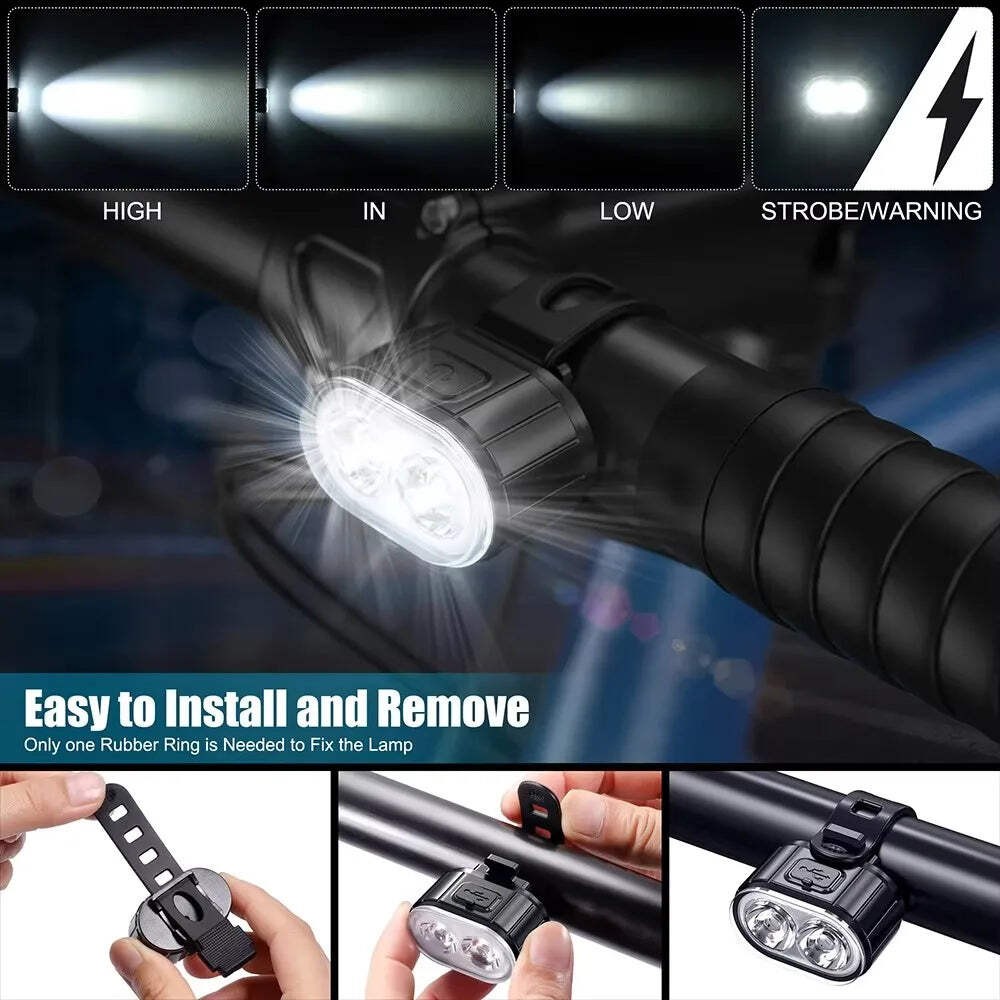 Cycling Bicycle Front Rear Light Set Bike USB Charge Headlight MTB