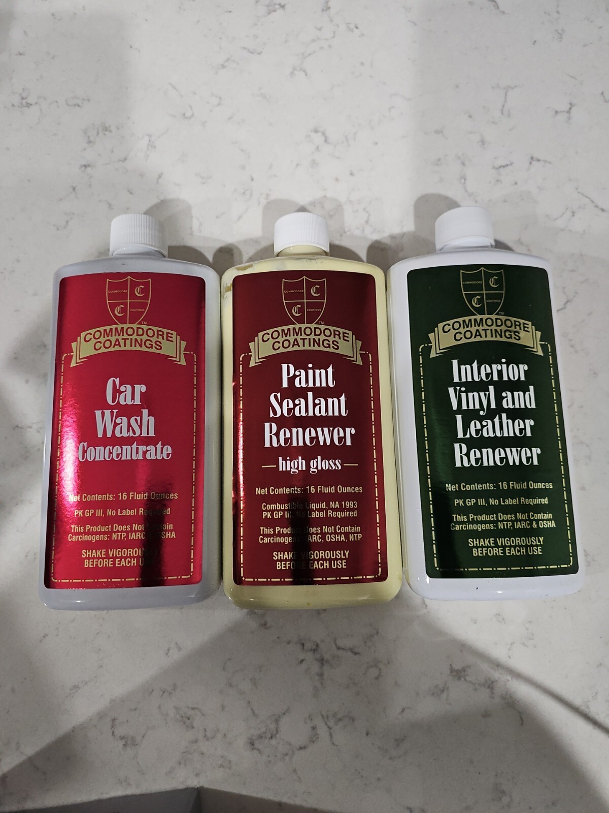 COMMODORE COATINGS AUTO MAINTENANCE KIT, WASH SEALANT LEATHER CREME, NEW