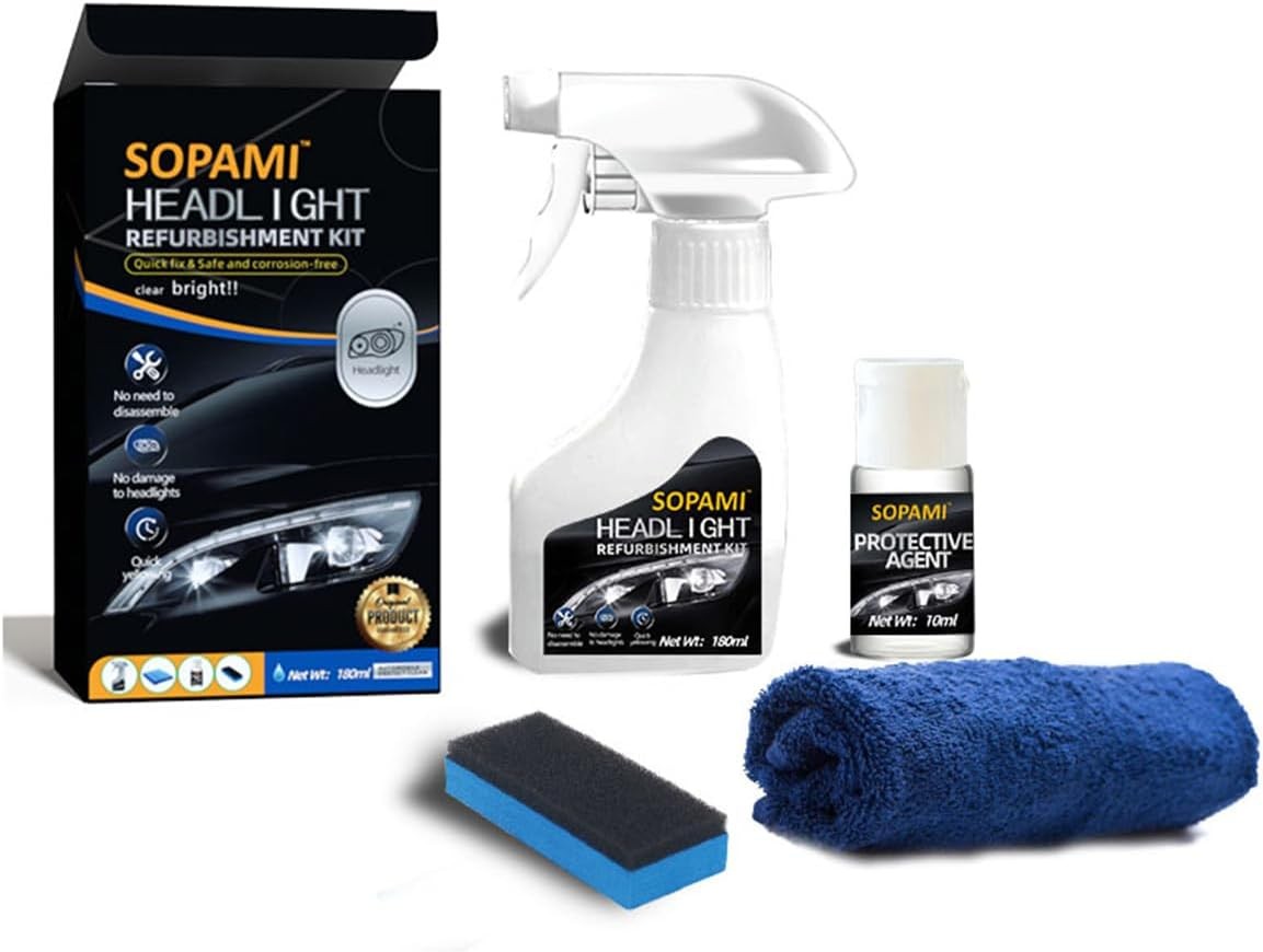 SOPAMI Automotive Headlight Restoration Kit Oxidized and Yellowed Automotive…