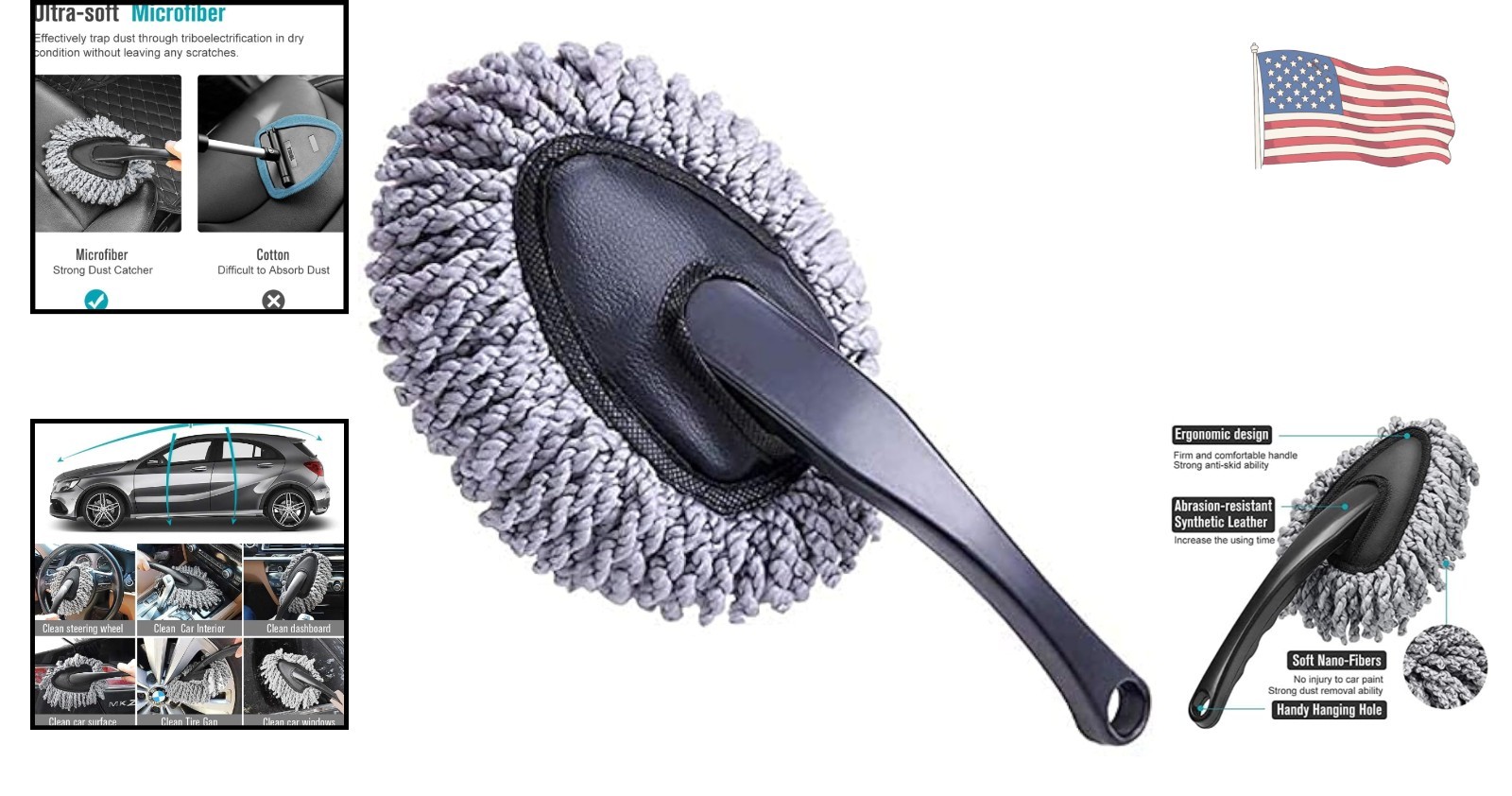Soft Cotton Car Duster Brush – Reusable Cleaning Tool for Dust & Dirt Removal