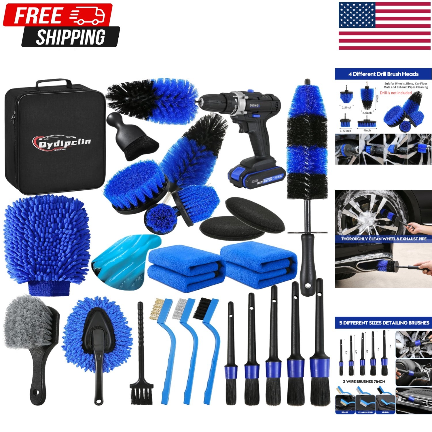 Car Detailing Kit Car Wash Supplies Brush Set Interior Exterior Wheels Cleaning