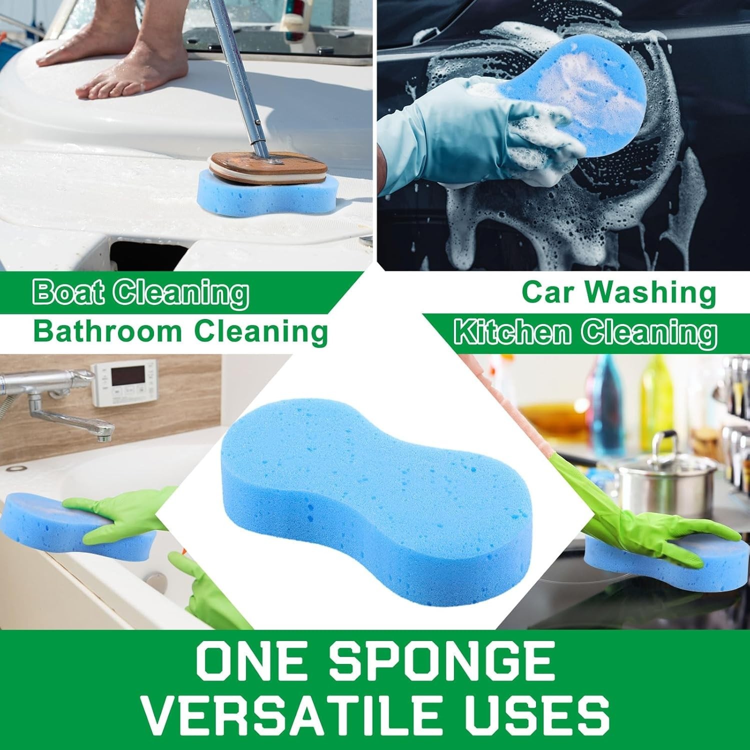 24 Pack Large Blue Multi Purpose Car and Household Cleaning Sponges