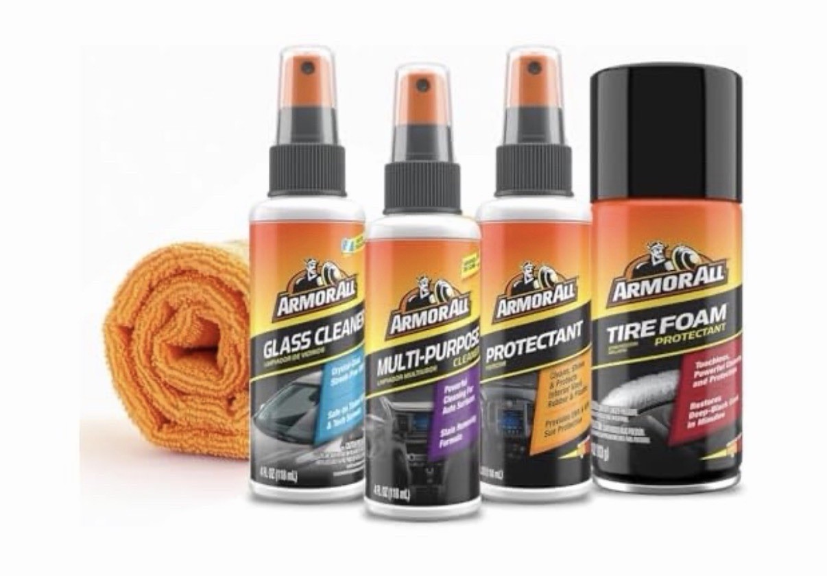 Armor All Car Wash and Car Interior Cleaner Kit 5 Piece Pack Towel Foam Glass