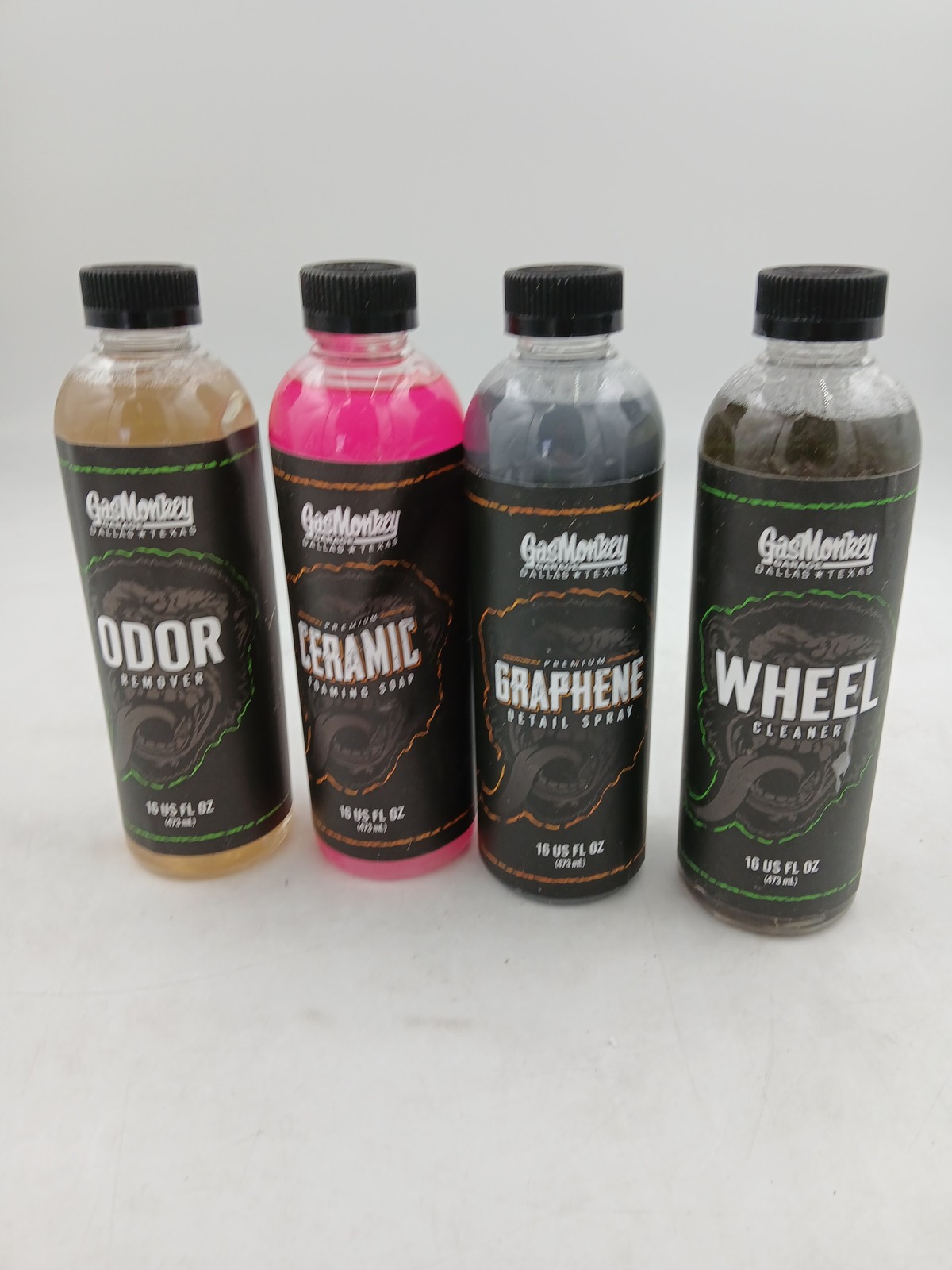 Gas Monkey Garage Car Care Cleaning Set Odor Ceramic Graphene Wheel 16oz 4pc New
