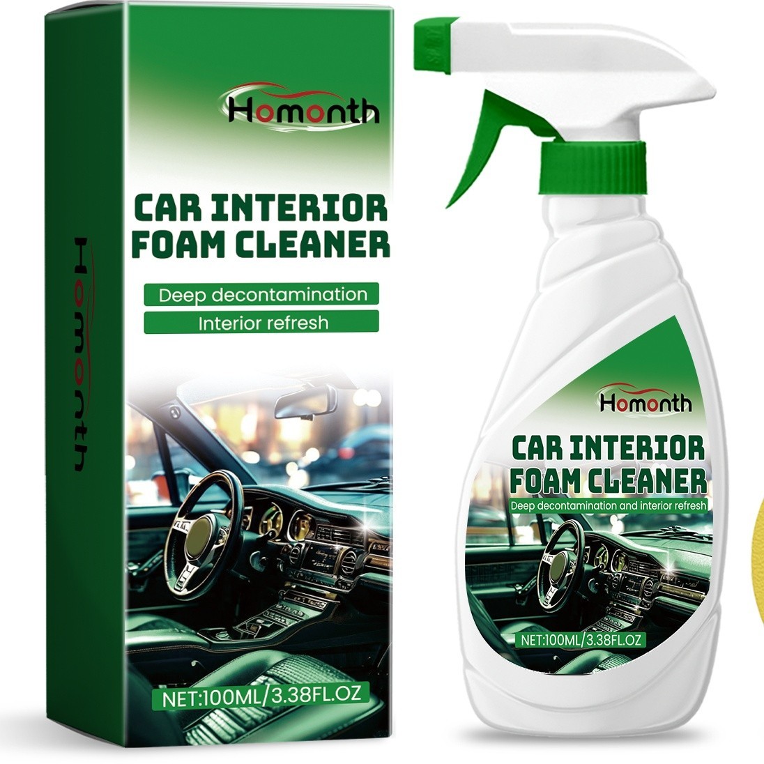 100ml Car Interior Cleaner Spray – Wash Free Polishing Foam for Seats,