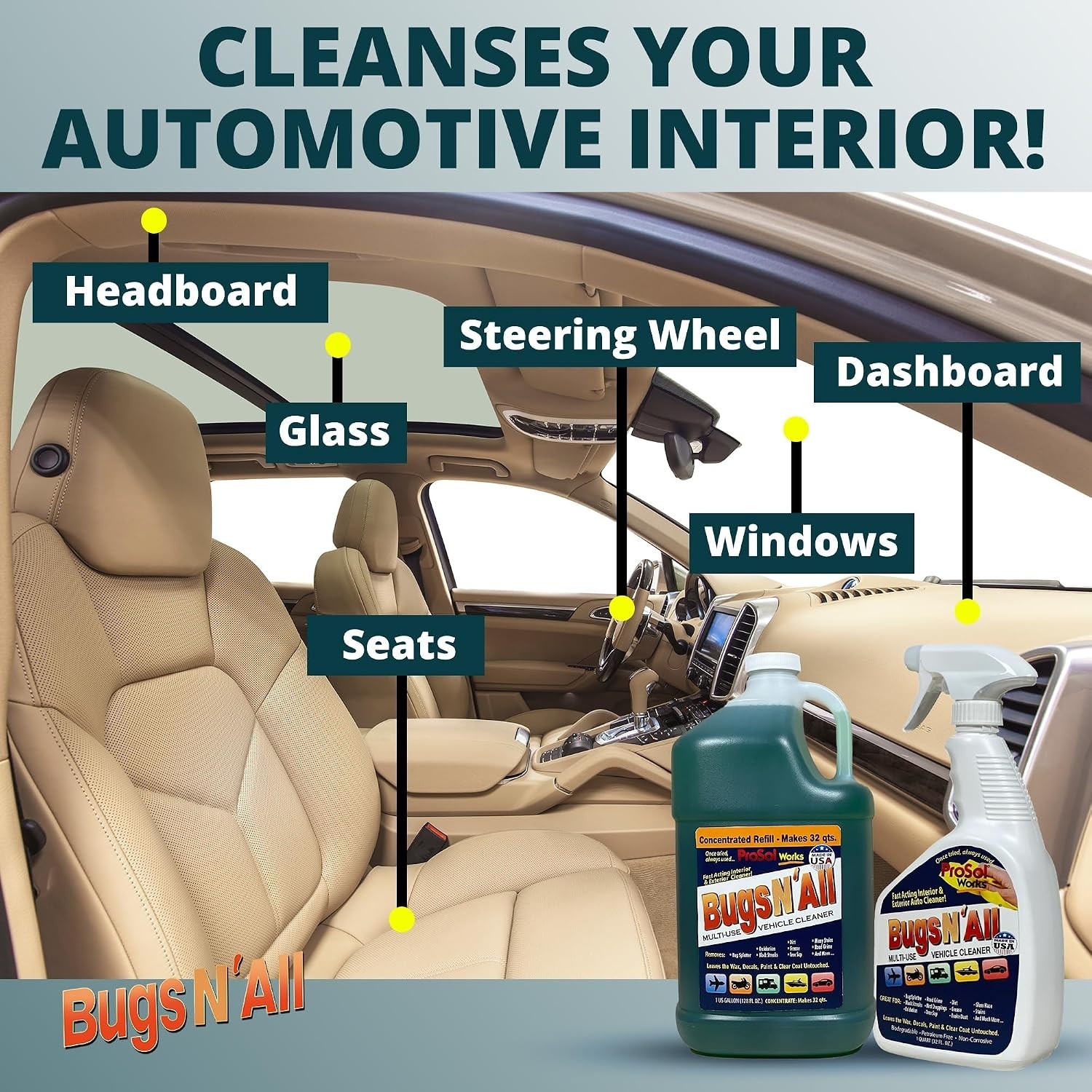 Effortless Cleaning with 1 Gallon Bug & Tar Remover – Includes Free Spray Bottle