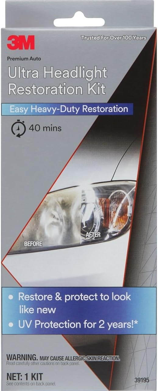 3M Ultra Headlight Restoration Kit, Contains Masking Tape, Light Sanding…