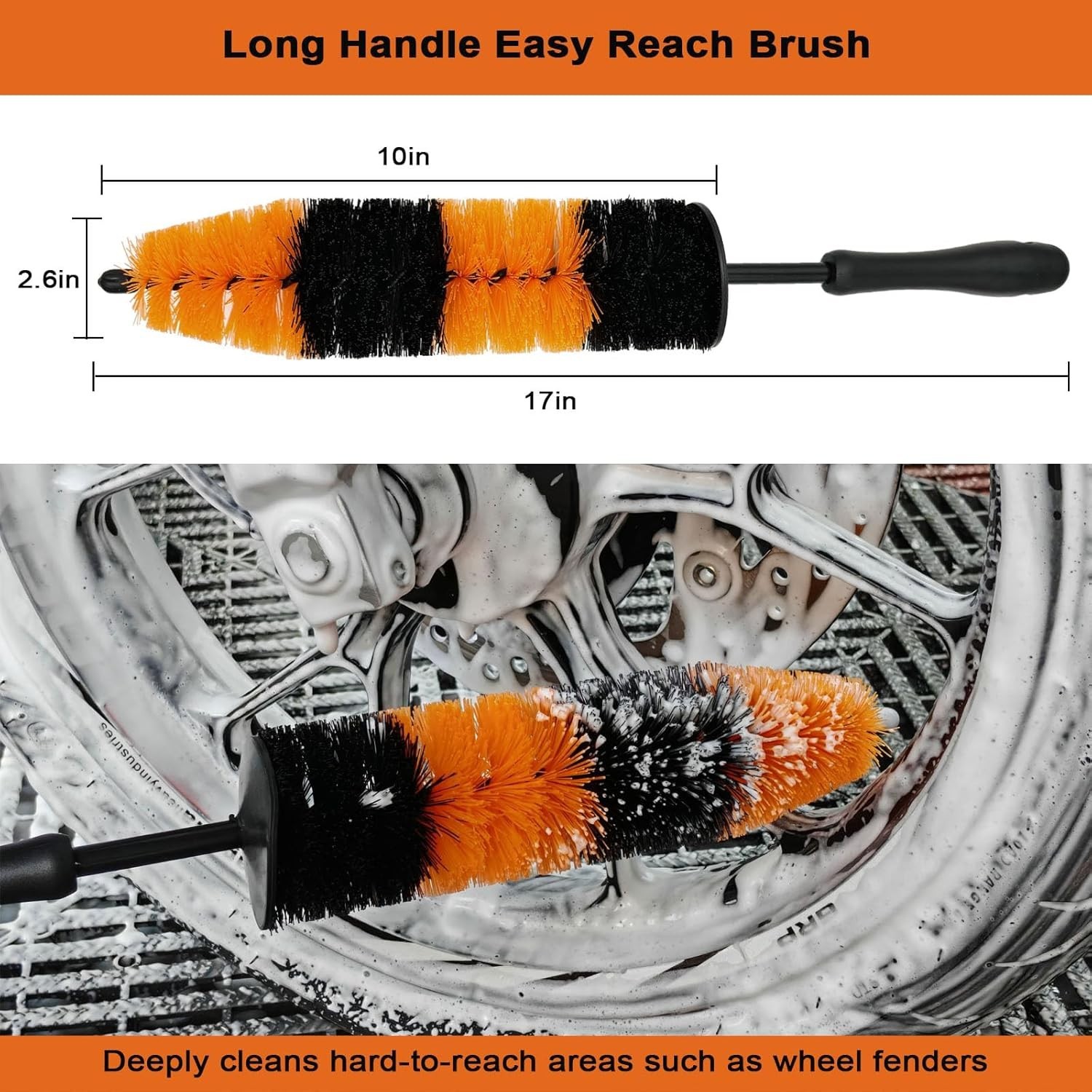 Motorcycle Cleaning Kit 6 Pack with Easy Reach Brush,Wool Wash Mitt,Detailing Br
