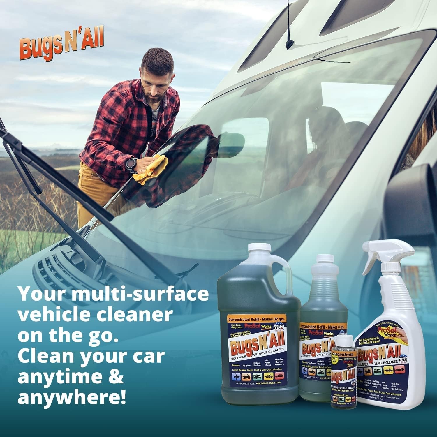 1 Gallon Bug and Tar Remover Biodegradable Car Cleaner with Free Spray Bottle