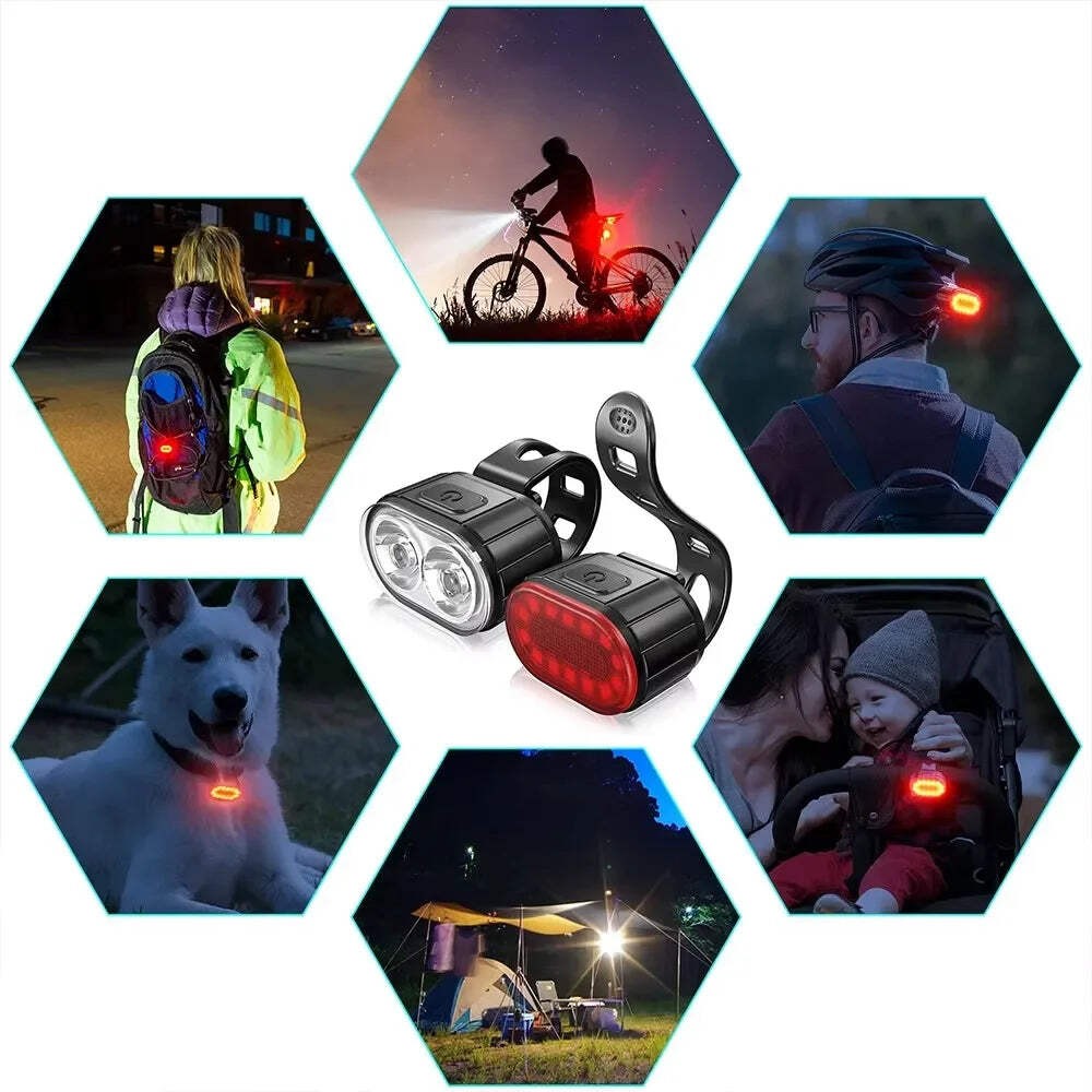 Cycling Bicycle Front Rear Light Set Bike USB Charge Headlight MTB