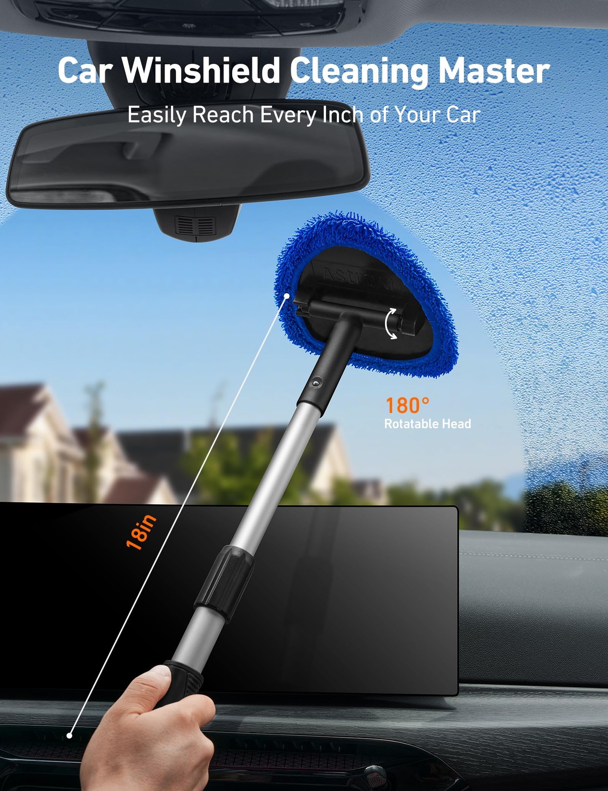 AstroAI 10pcs Windshield Cleaner Tool, Car Interior Detailing Kit with Blue