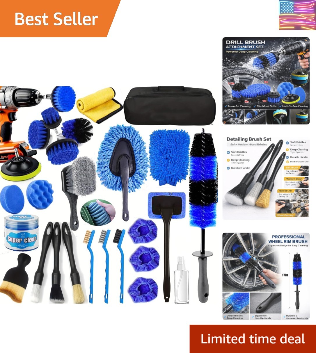26Pcs Car Detailing Kit, Car Detailing Brush Set, Auto Detailing Drill Brush …