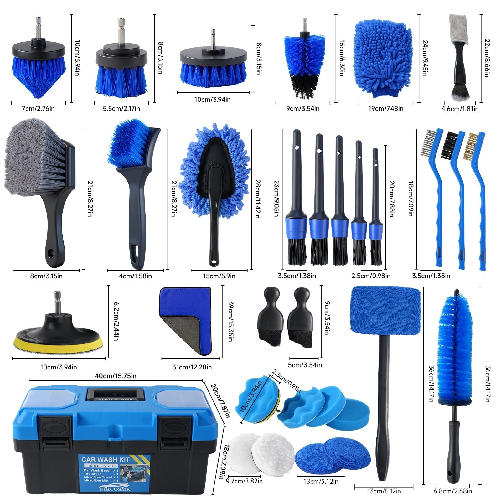 36Pcs Car Detailing Kit, Auto Cleaning Tools, Brushes & Accessories for Interior