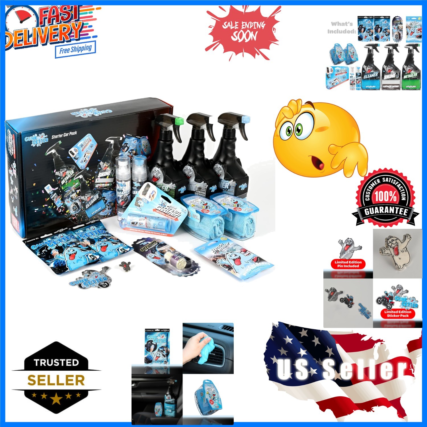 Car Cleaning Kit – Car Accessories for Interior and Exterior Cleaning, Glass …