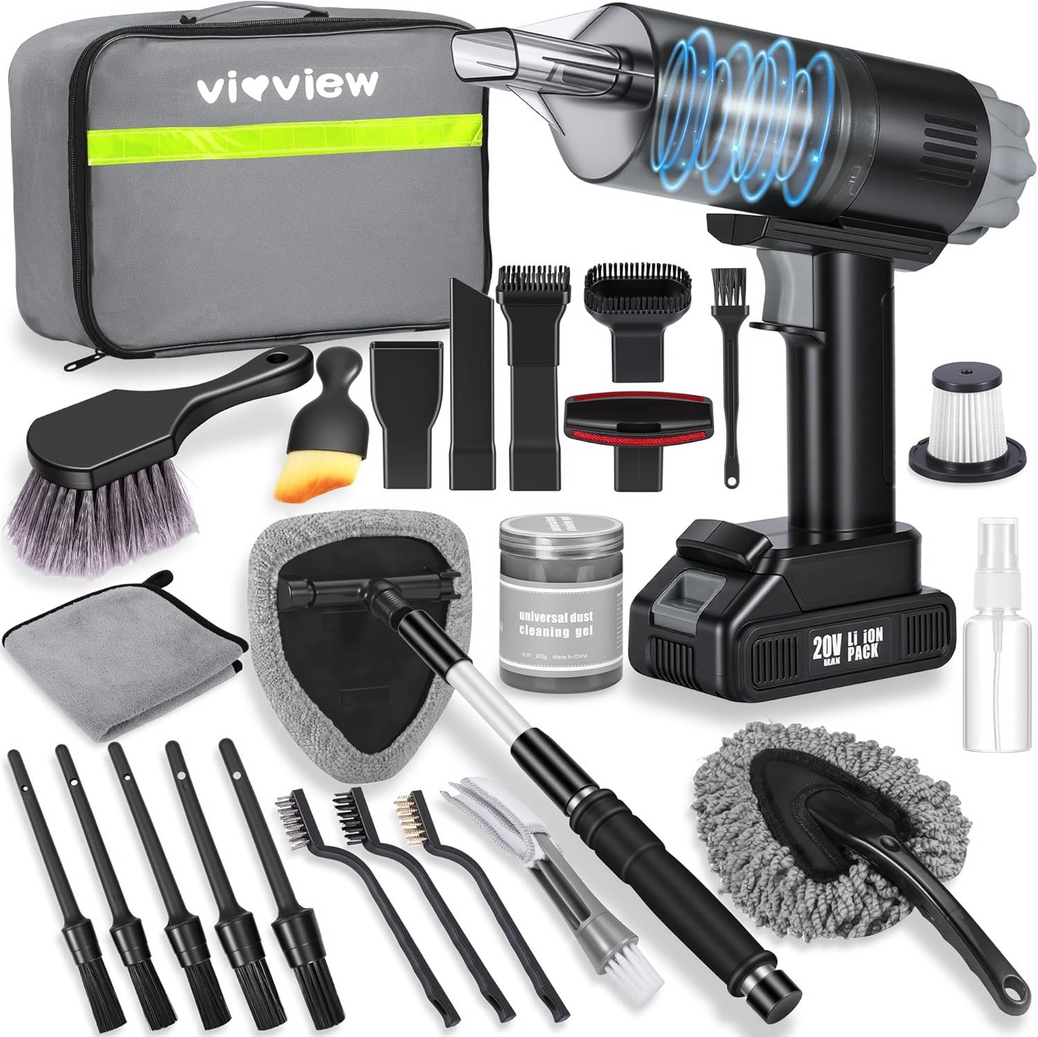 Ultimate 26pcs Detailing Kit with Cordless Vacuum – Perfect Gift for Car Lovers