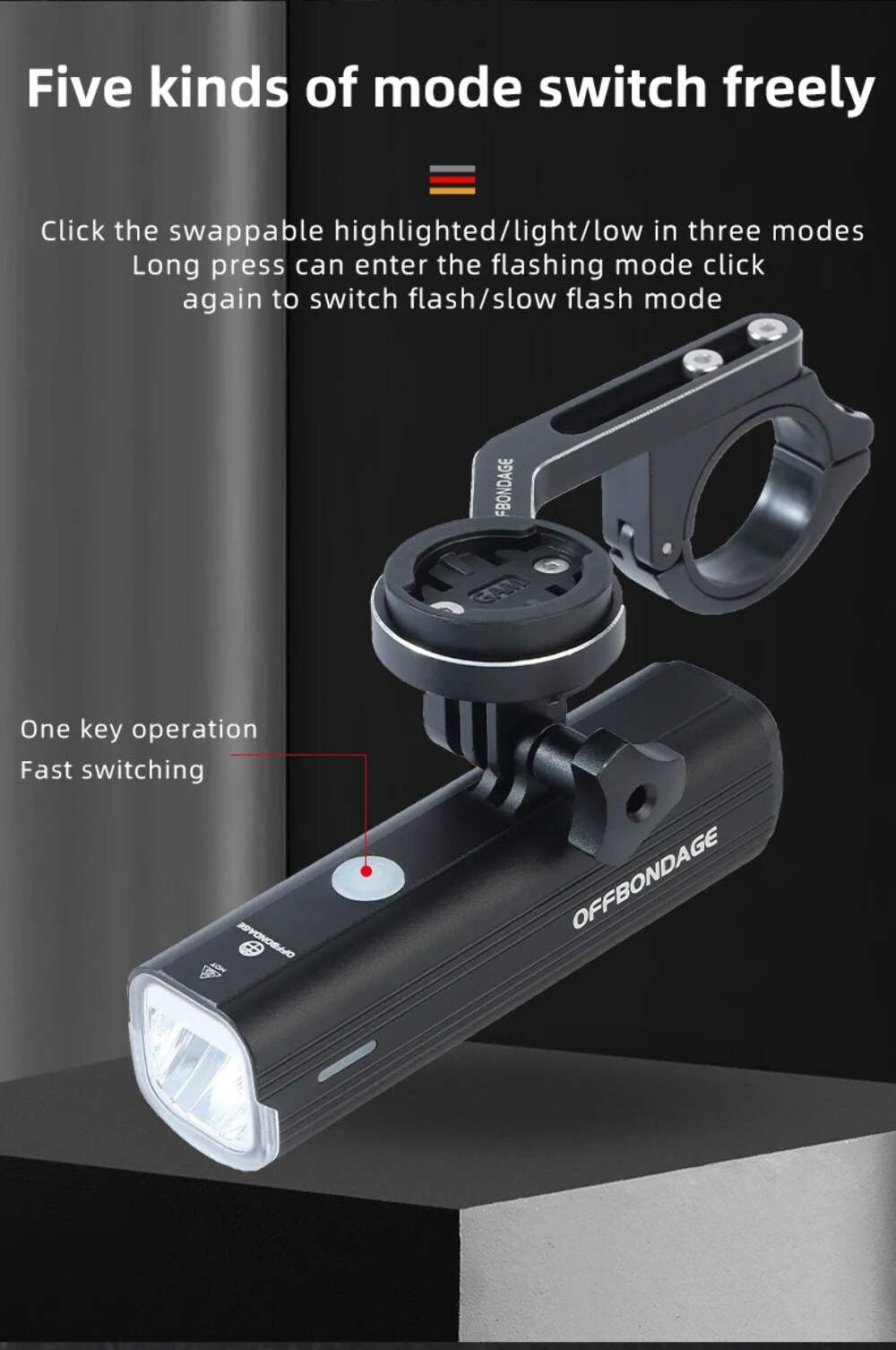 OFFBONDAGE Bike Front Light Rainproof USB Rechargeable Bicycle 1000LM