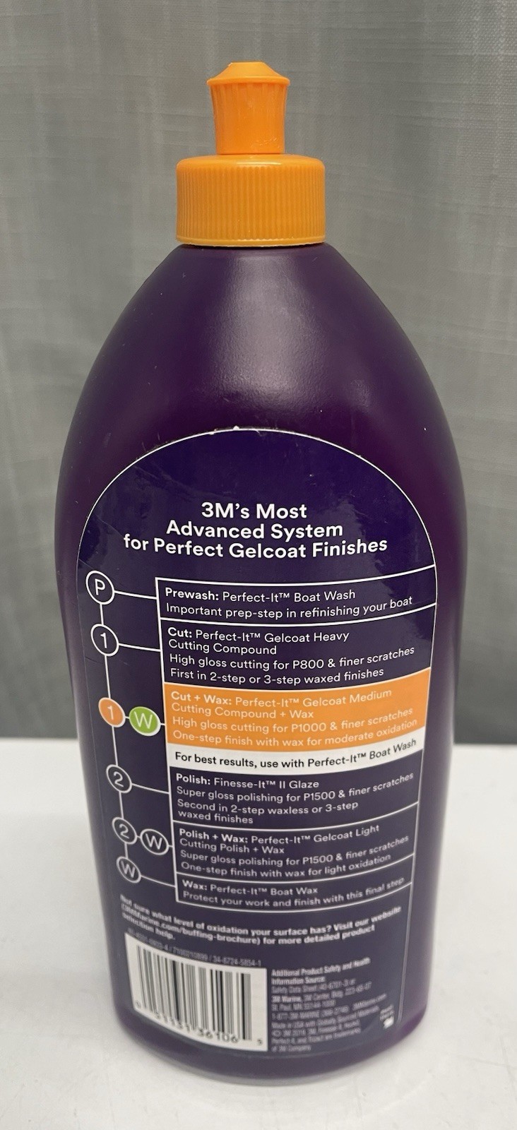 3M Perfect-It Gelcoat Medium Cutting Compound + Wax Quart 946ml 36106