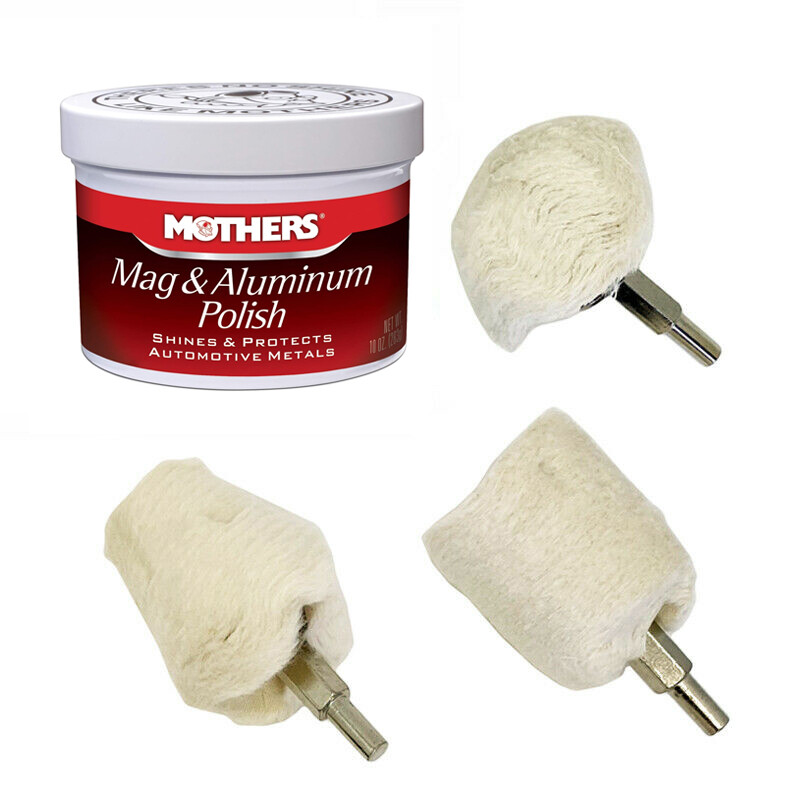 4 pc MOTHERS Mag Drill Polisher Polish Buffer Kit Wheel Aluminum Car Auto Buff