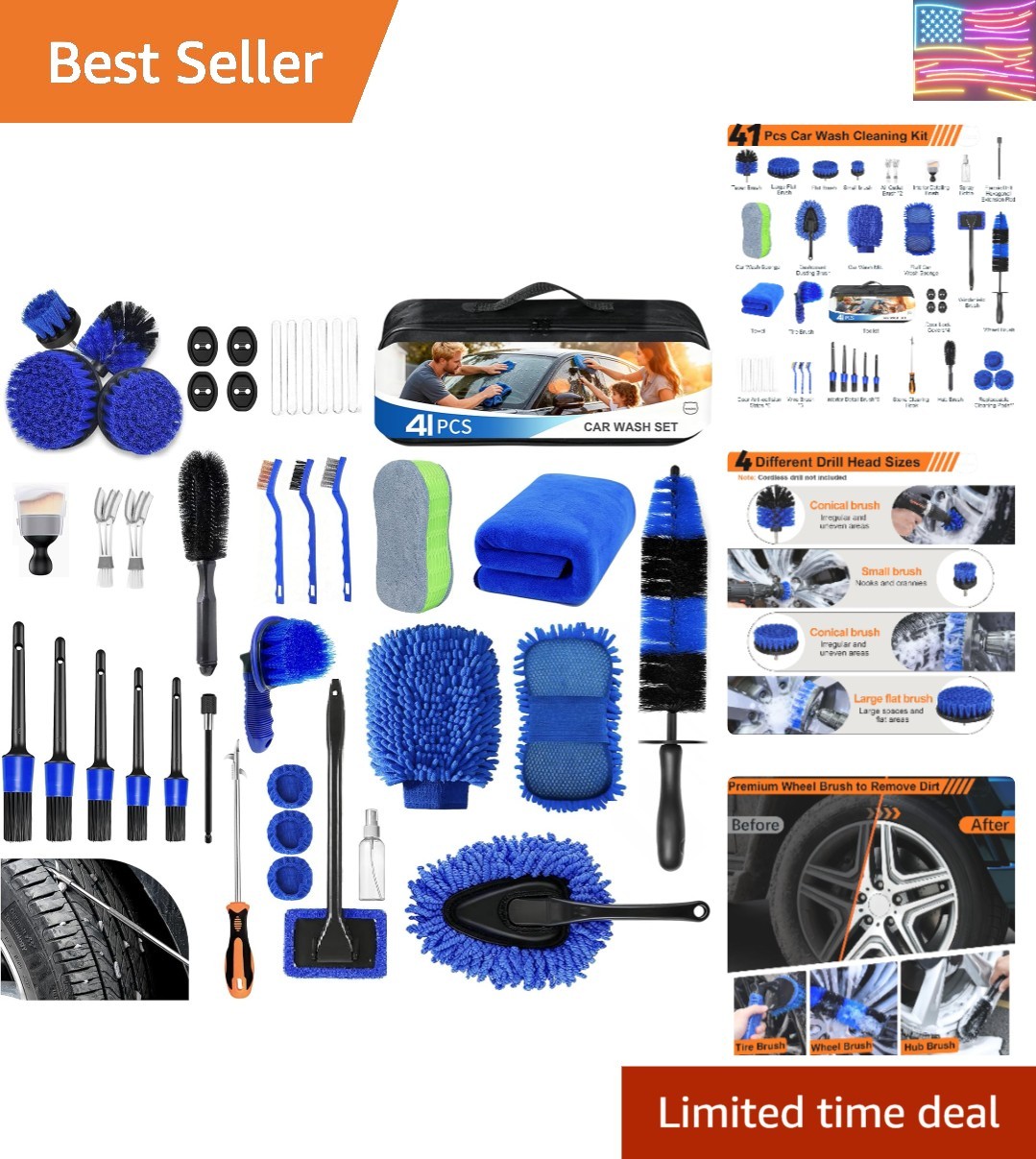41Pcs Professional Car Detailing Kit, Car Wash Kit with Portable Handbag, Wet…