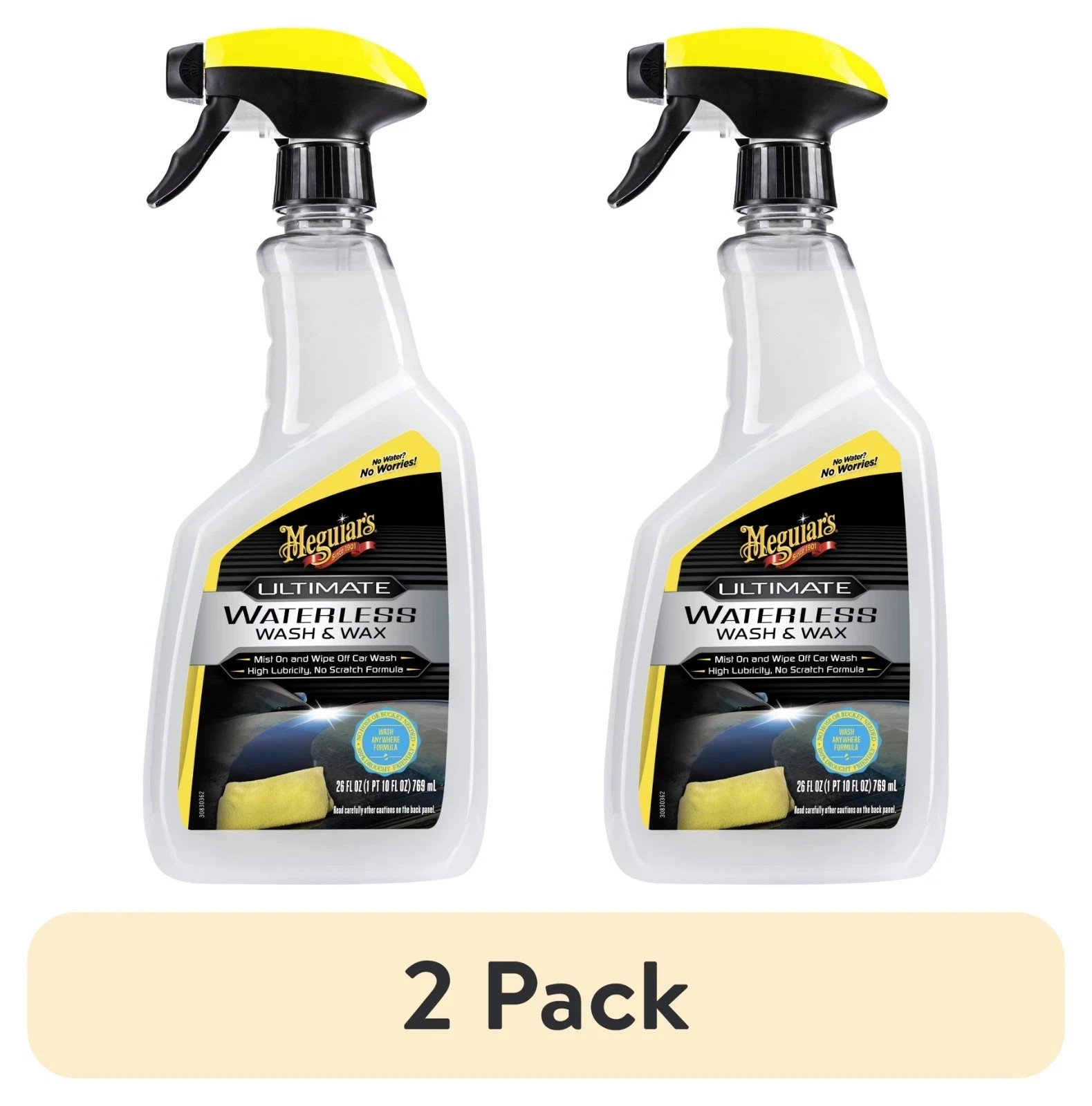 Meguiar’s Ultimate Waterless Wash & Wax Spray, G3626, 26 oz (Pack of 2)