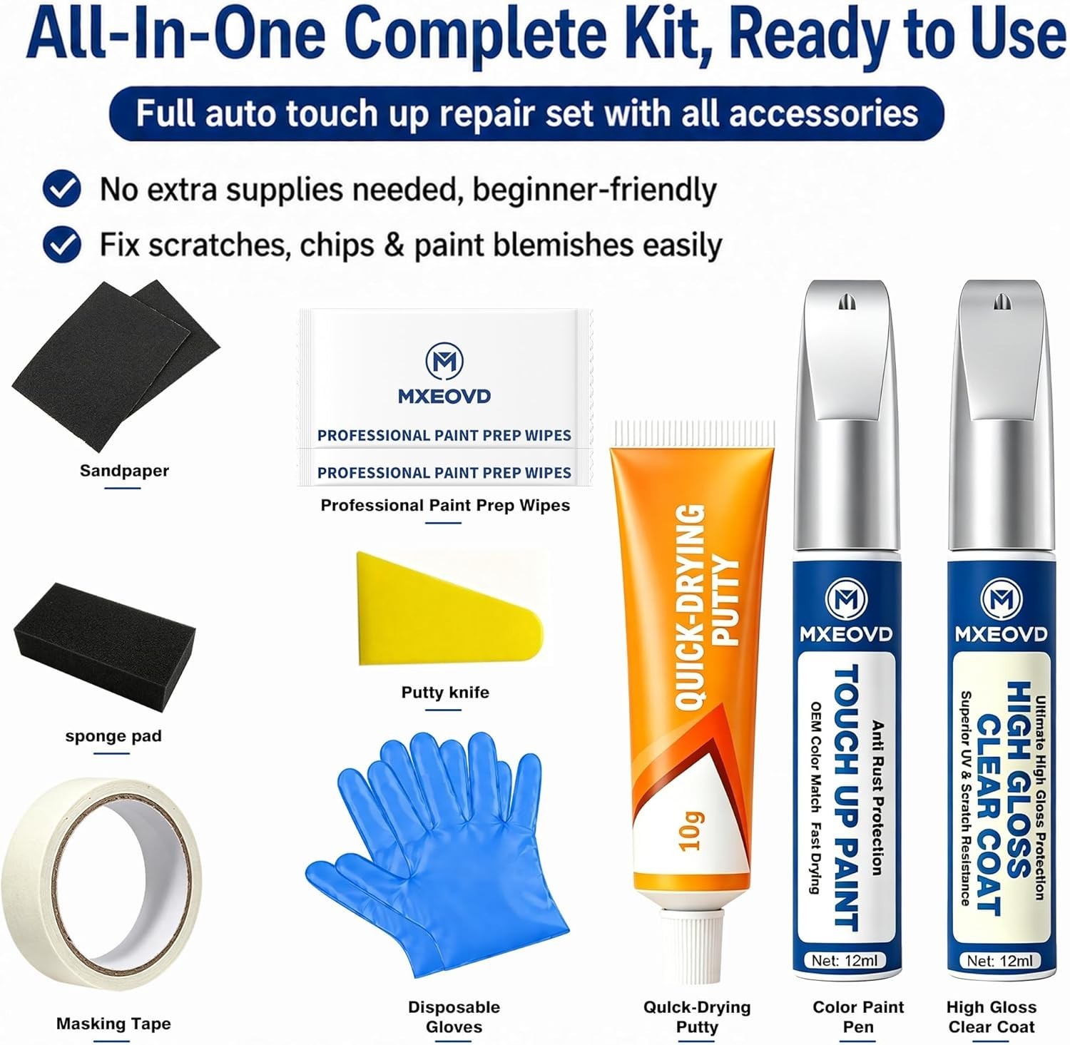 Complete Scratch Repair Kit for Honda – Platinum White Pearl NH-883P with Primer