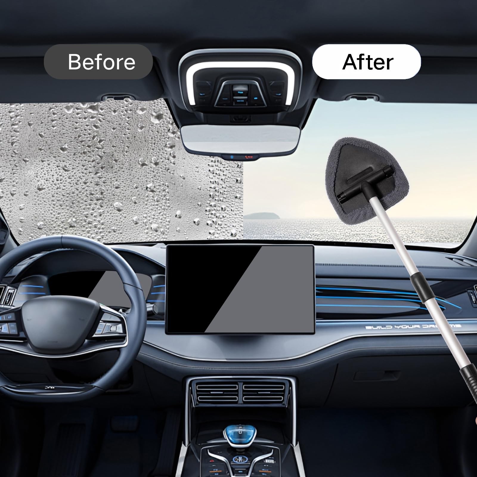 Qydipclin 10pcs Windshield Cleaner Tool, Car Window Cleaning Wash Kit Gray