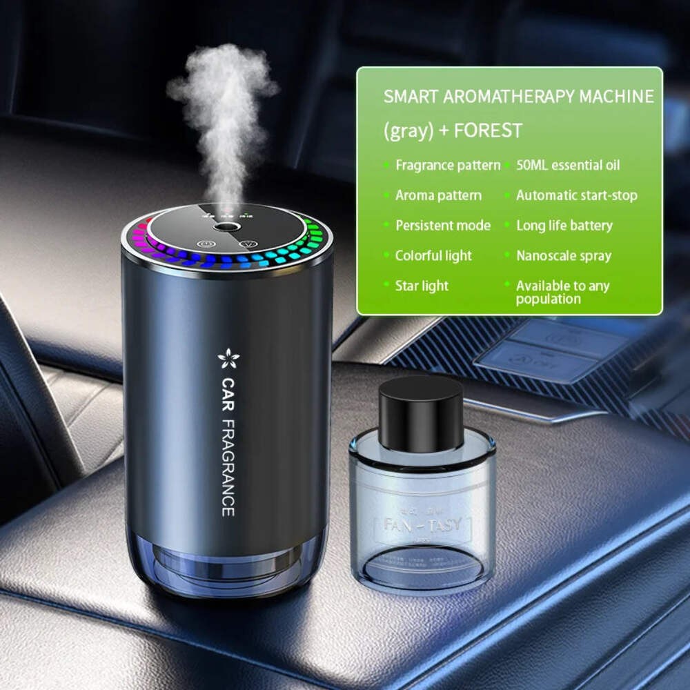 Car Aromatherapy Perfume with Automatic Spray Aluminum Alloy Metal Odor Remover
