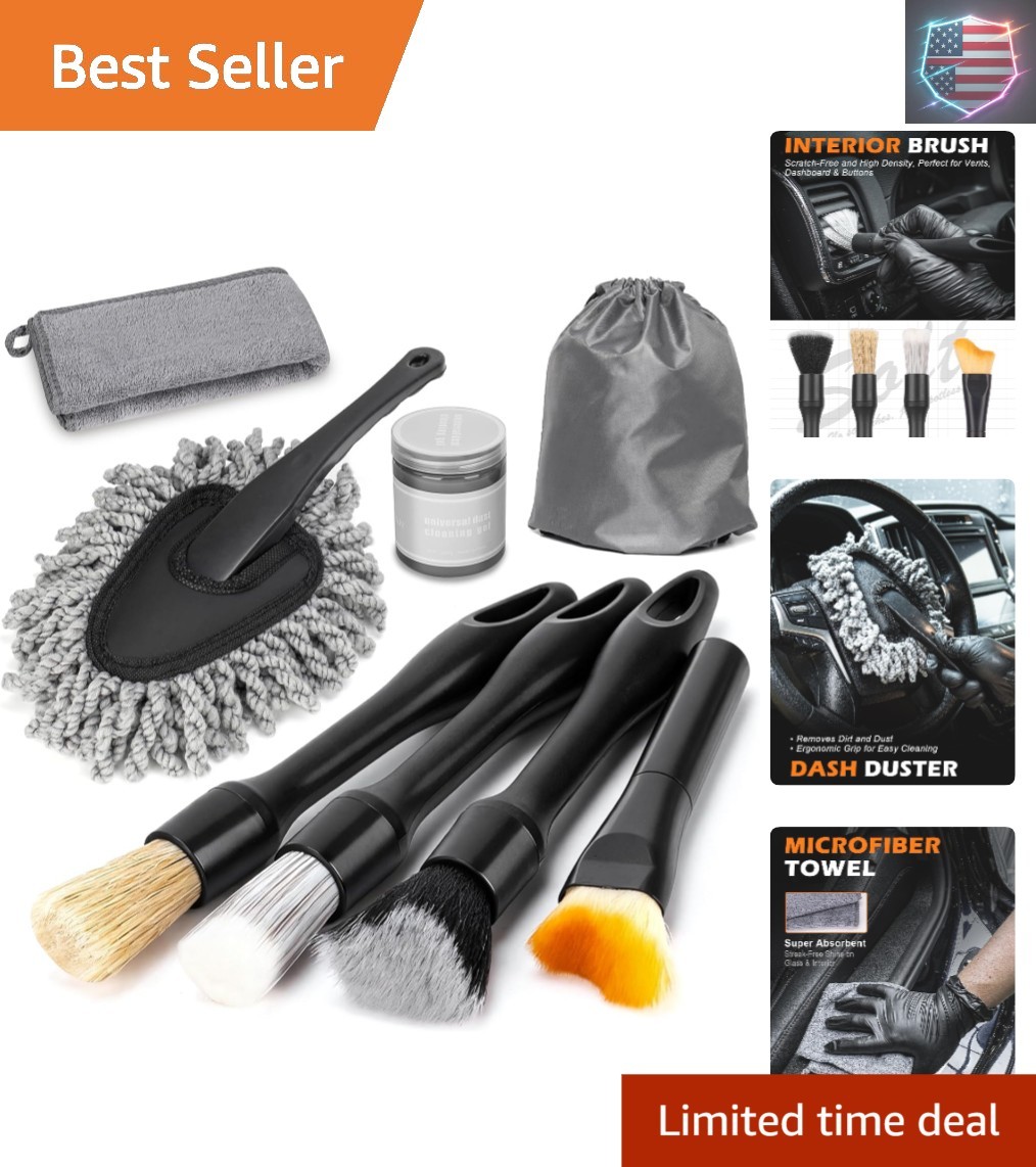8PCS Car Detailing Brush Set, Interior with Dash Duster, 4 Detailing Brushes …