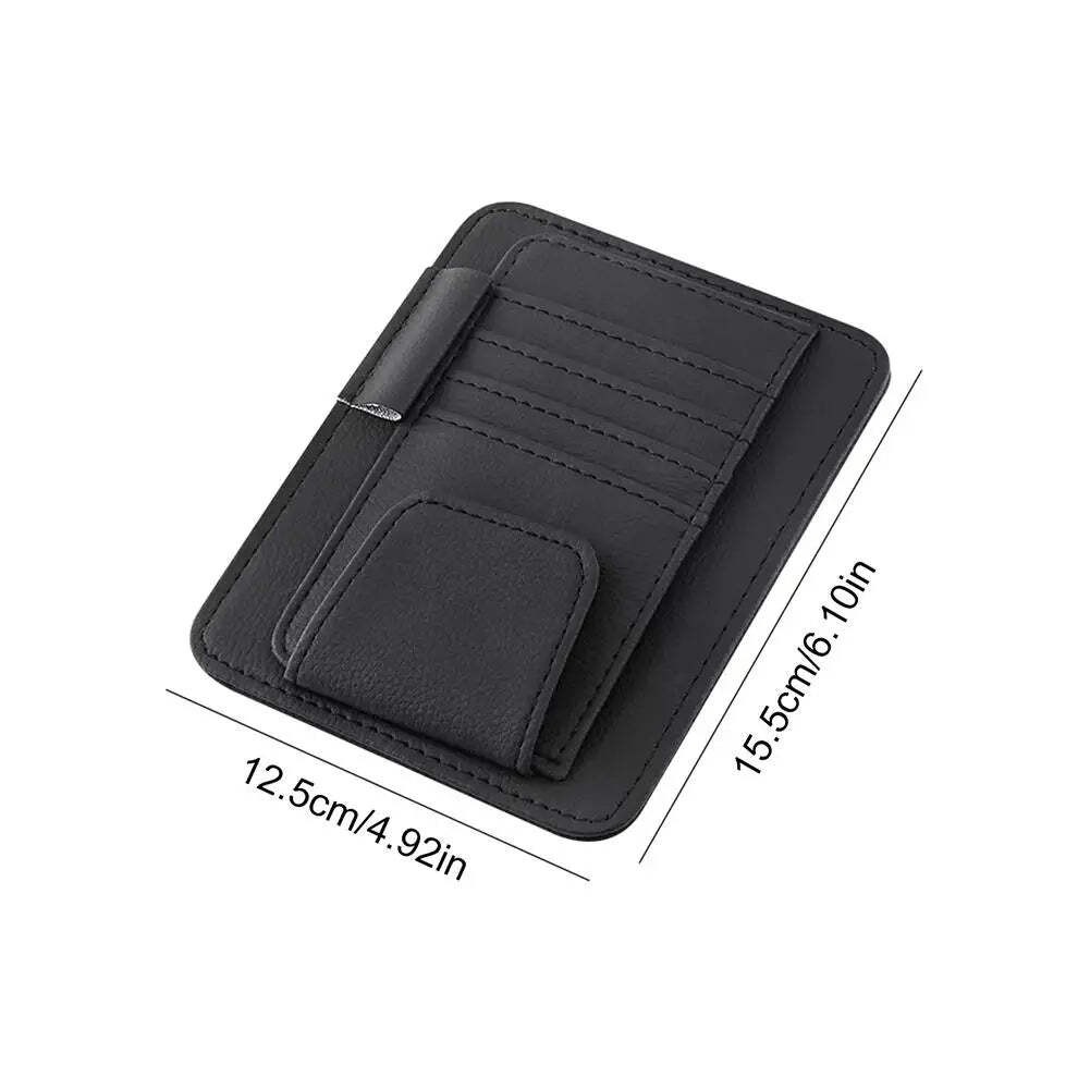 Car Sun Visor Organizer Multi-Pocket Business Card Storage Management Sunglasses