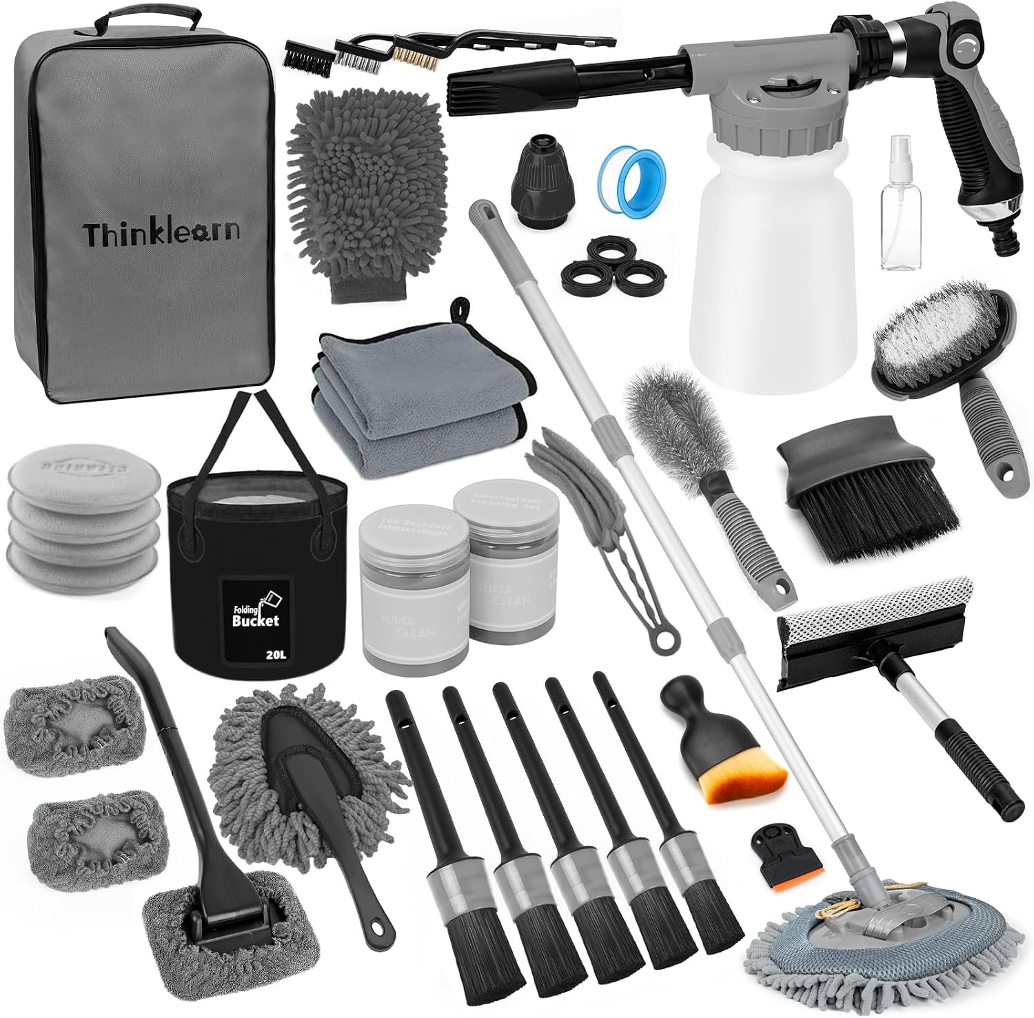 Car Wash Detailing Kit with Foam Gun, Car Cleaning Kit Set,Car Wash Brush