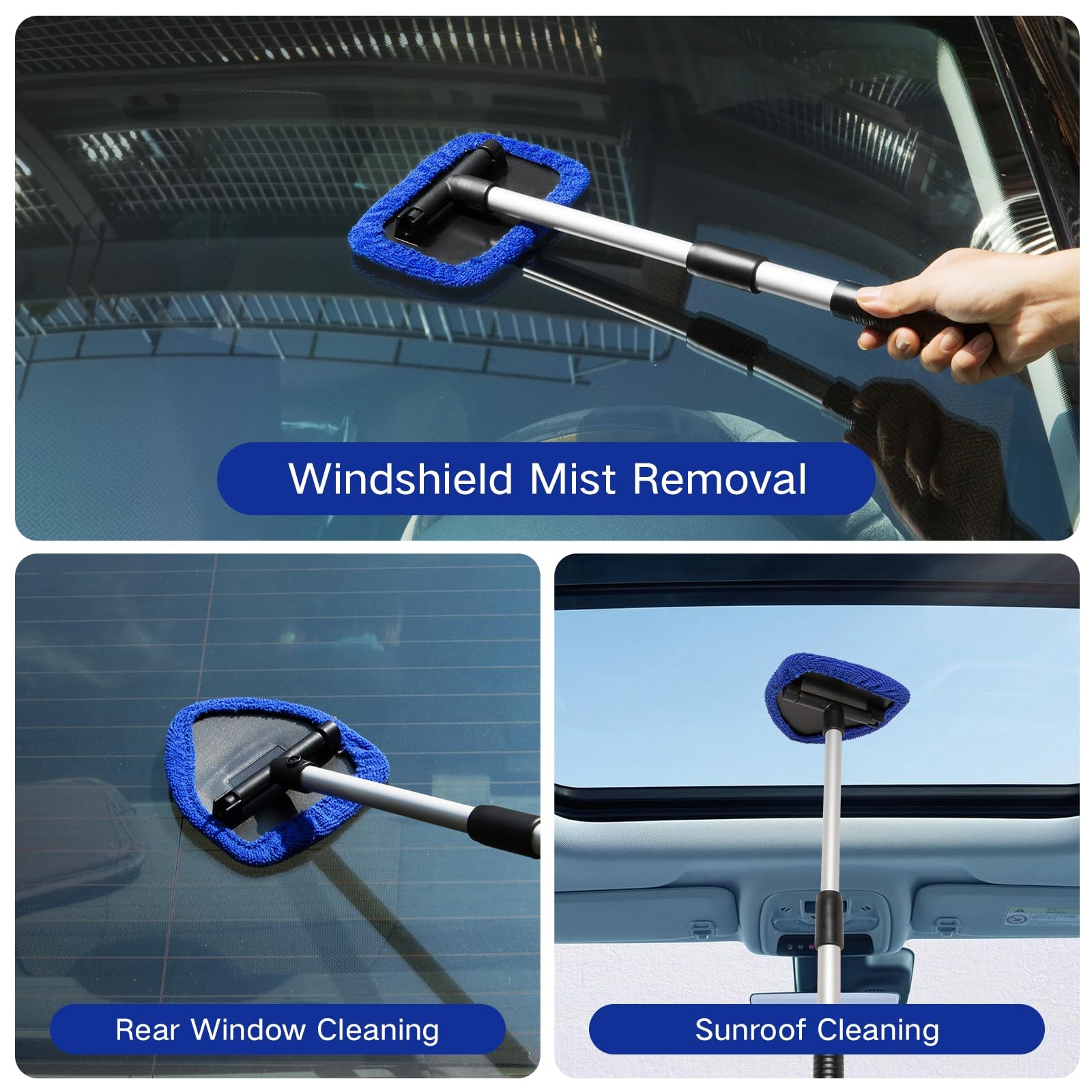 Qydipclin 11pcs Windshield Cleaner Tool, Car Window Cleaning Wash Kit Blue