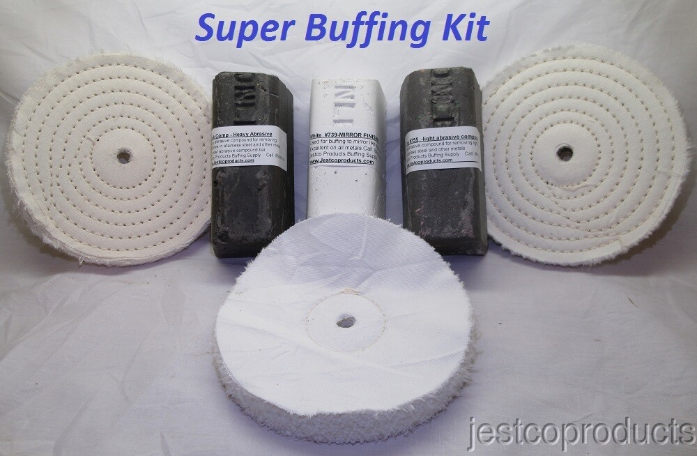 SUPER BUFFING POLISHING KIT ALUMINUM STAINLESS CHROME 6