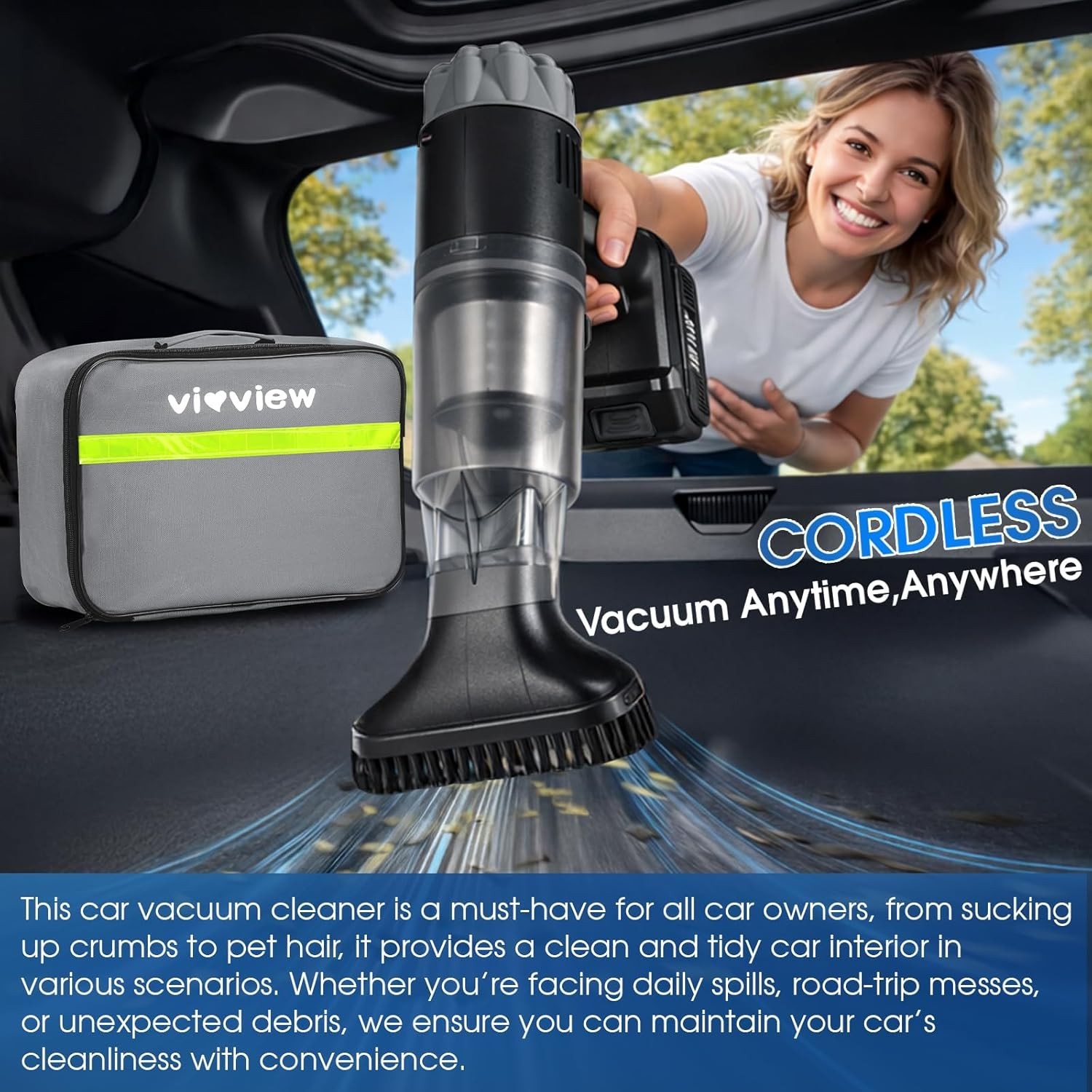26pcs Car Cleaning Kit, Gray Interior Detailing Kit with High Power Vacuum Po…