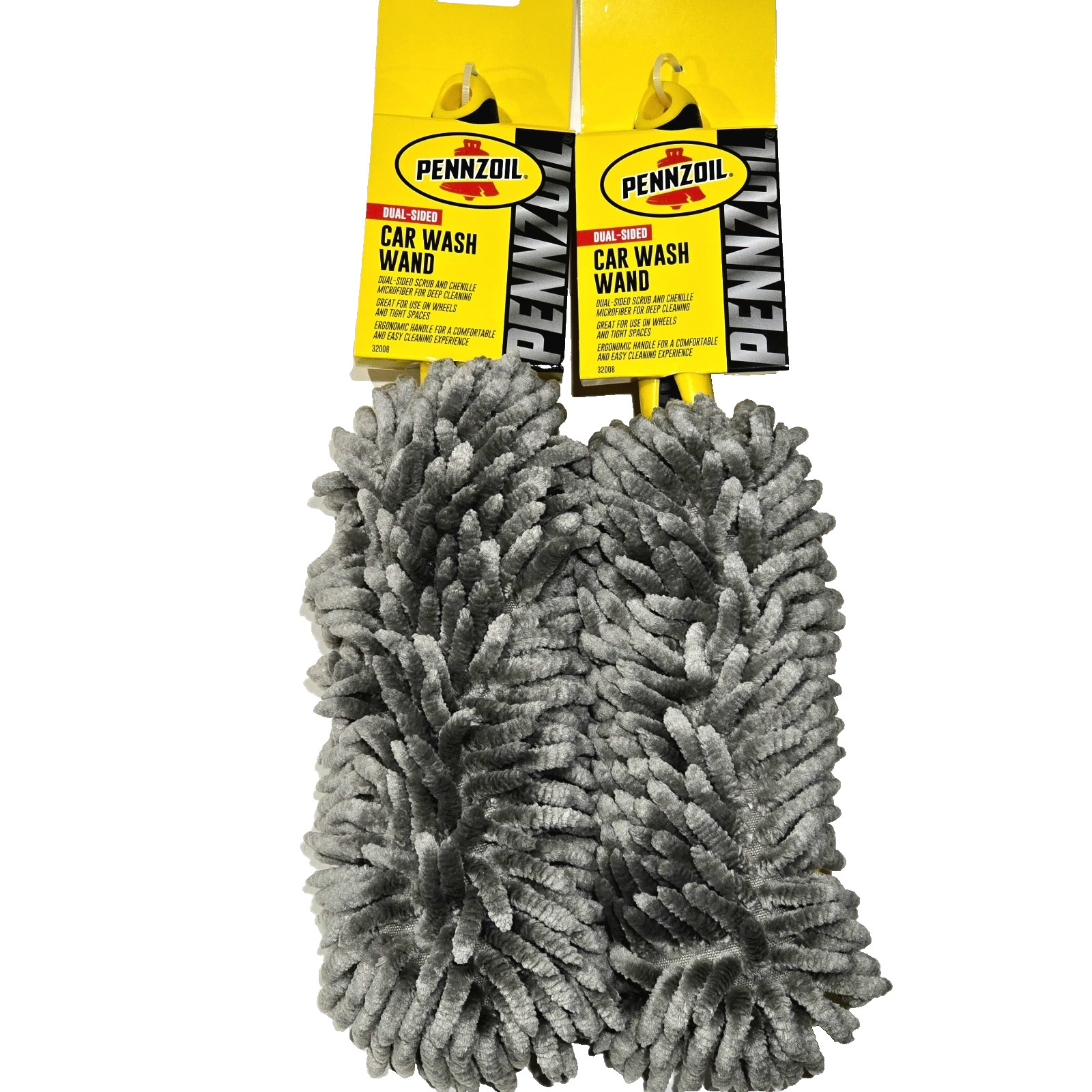 2 Pk Pennzoil Dual Sided Car Wash Wand Scrub And Chenille Microfiber Deep Clean