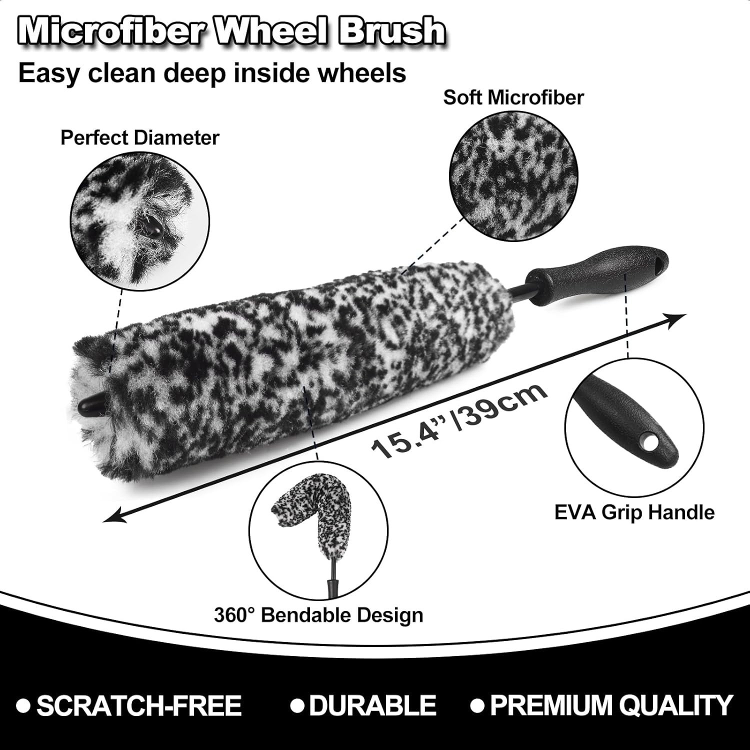9Pcs Car Wheel & Tire Brush Kit, Wheel Cleaner Brush, Soft-bristled Rim Brush…