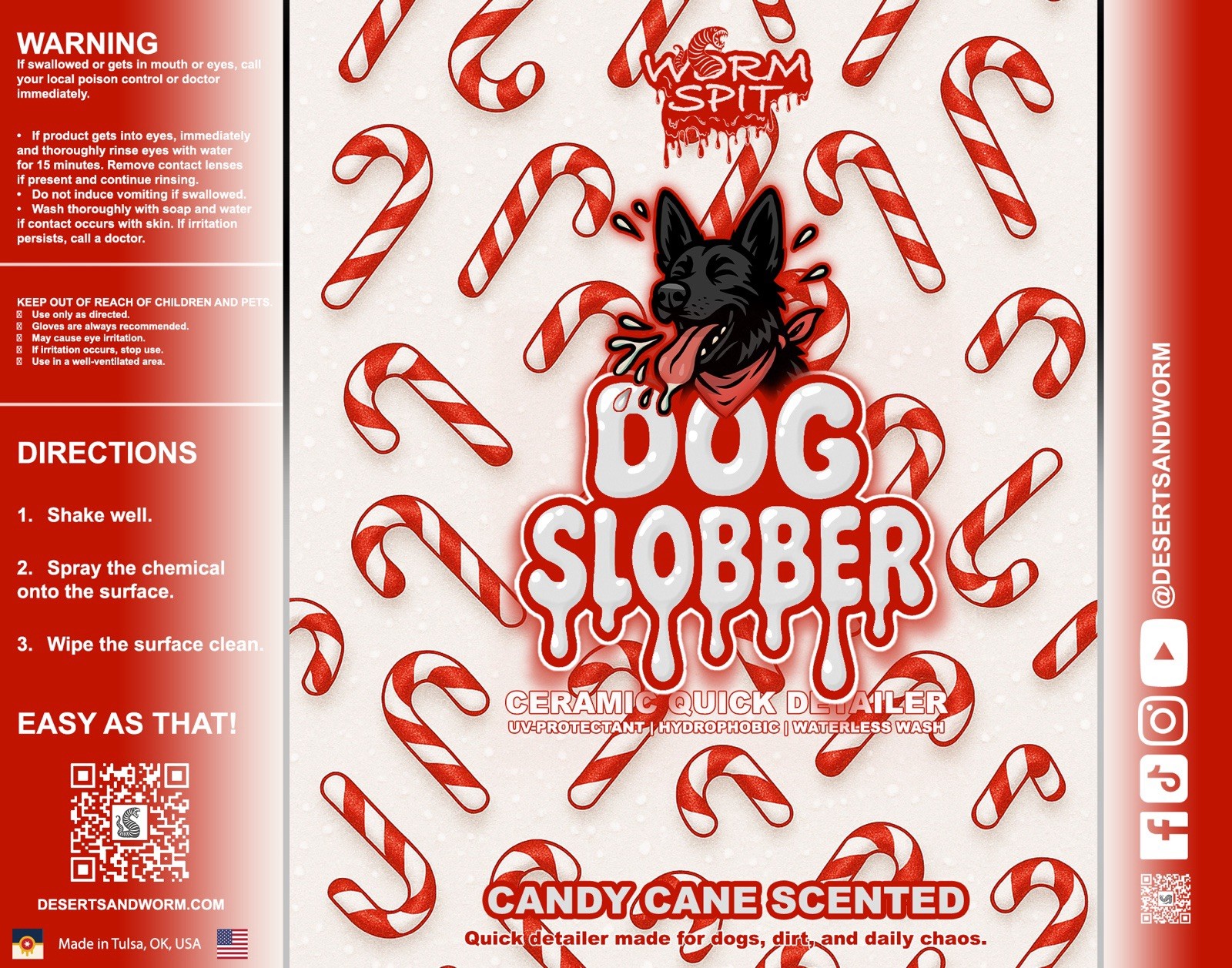 Worm Spit: Dog Slobber Ceramic Quick Detailer: Waterless Wash – Candy Cane Scent