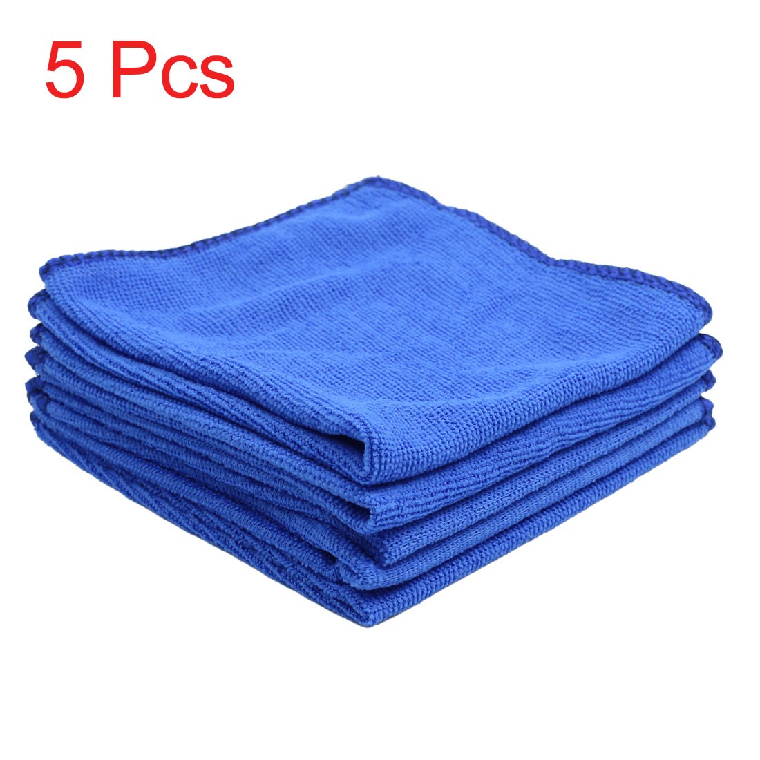 5pcs Blue Microfiber Cleaning Cloth Absorbent Car Washing Towel 30cm x 30cm