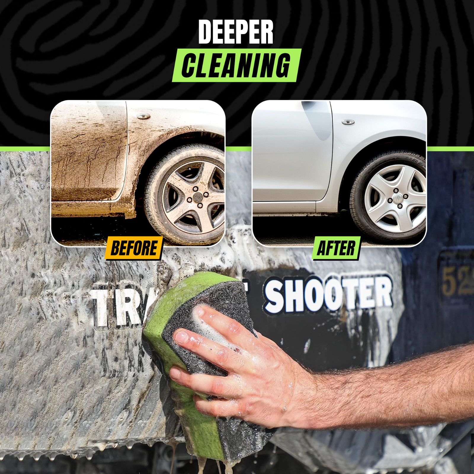 Grip Clean Dual Texture Car Wash Sponge – Multi Purpose Bug Foam Cleaner, 2 Pack