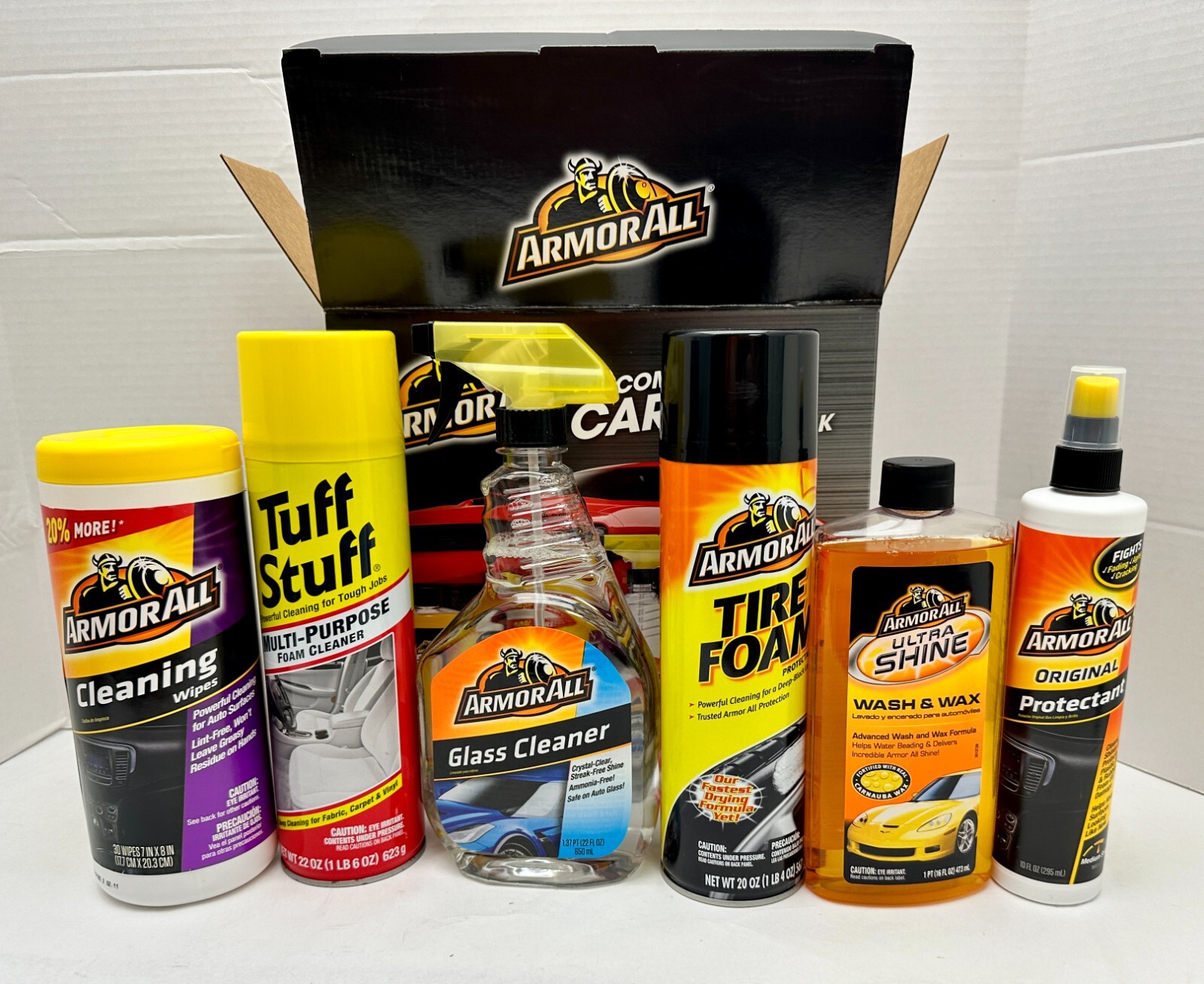 Armor All Complete Car Care Gift Pack 6 Piece Kit Auto Detailing Wax Wipes Foam