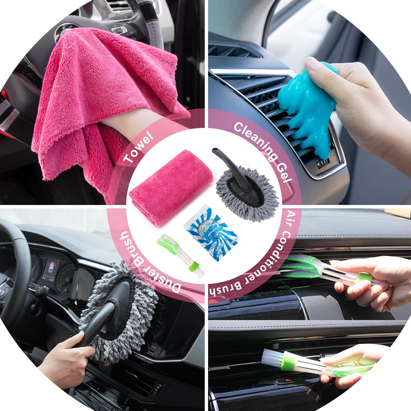 20pcs Car Cleaning Wash Kit Interior Detailing Cleaner Kit With High Power Handh