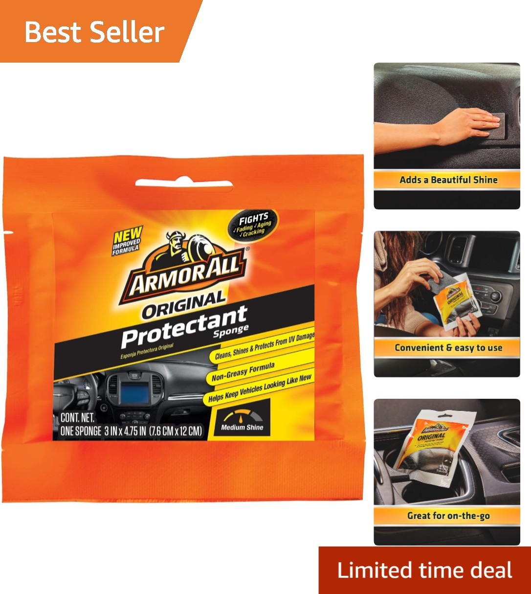 Armor All Protectant Sponge for Vehicles – Durable, Unscented, 1 Count Pack