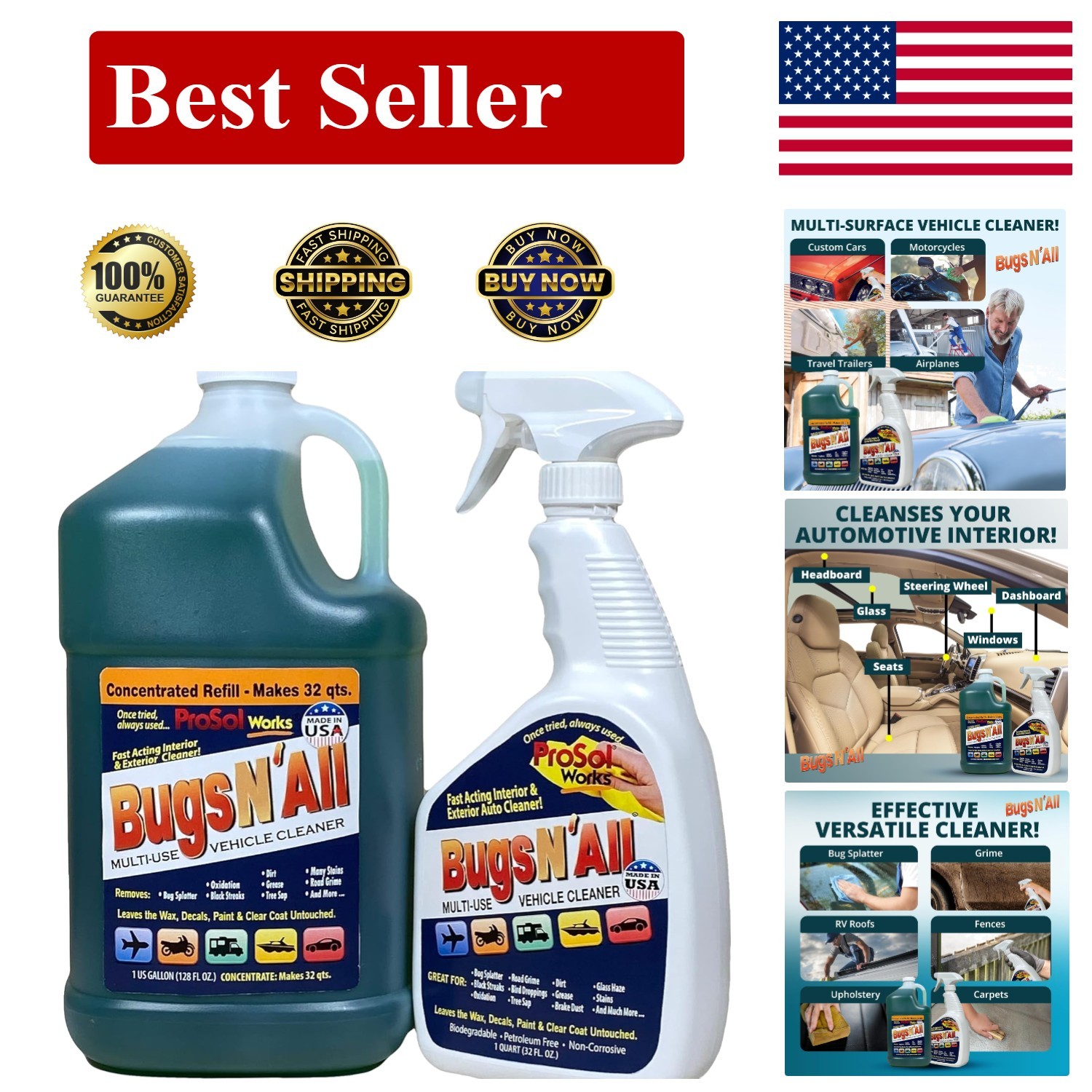 Effortless Cleaning with 1 Gallon Bug & Tar Remover – Includes Free Spray Bottle